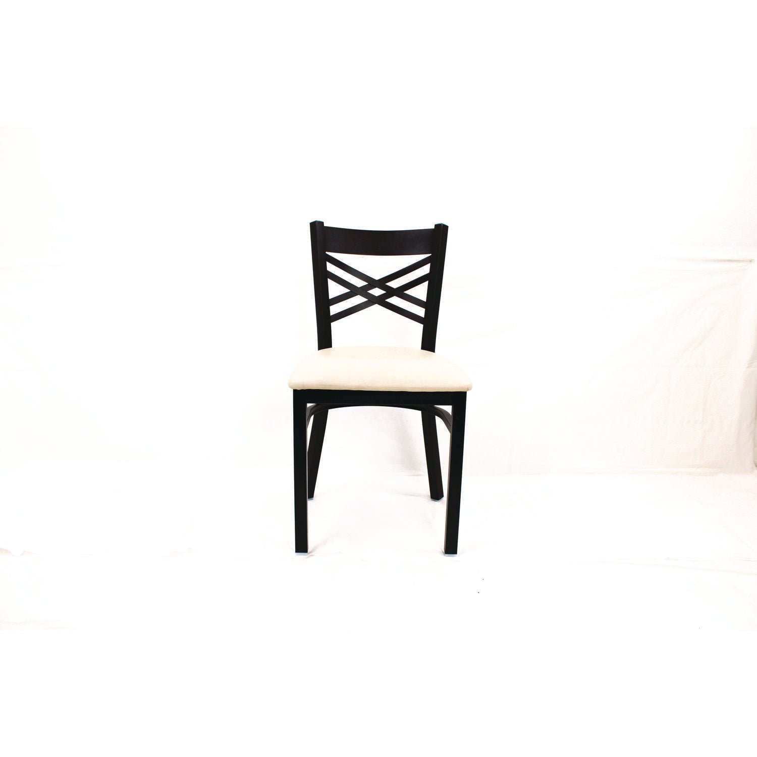 JMC Furniture X Series Chair, Supports Up to 300 lb, 18" Seat Height, Cream Seat, Black Back, Black Base
