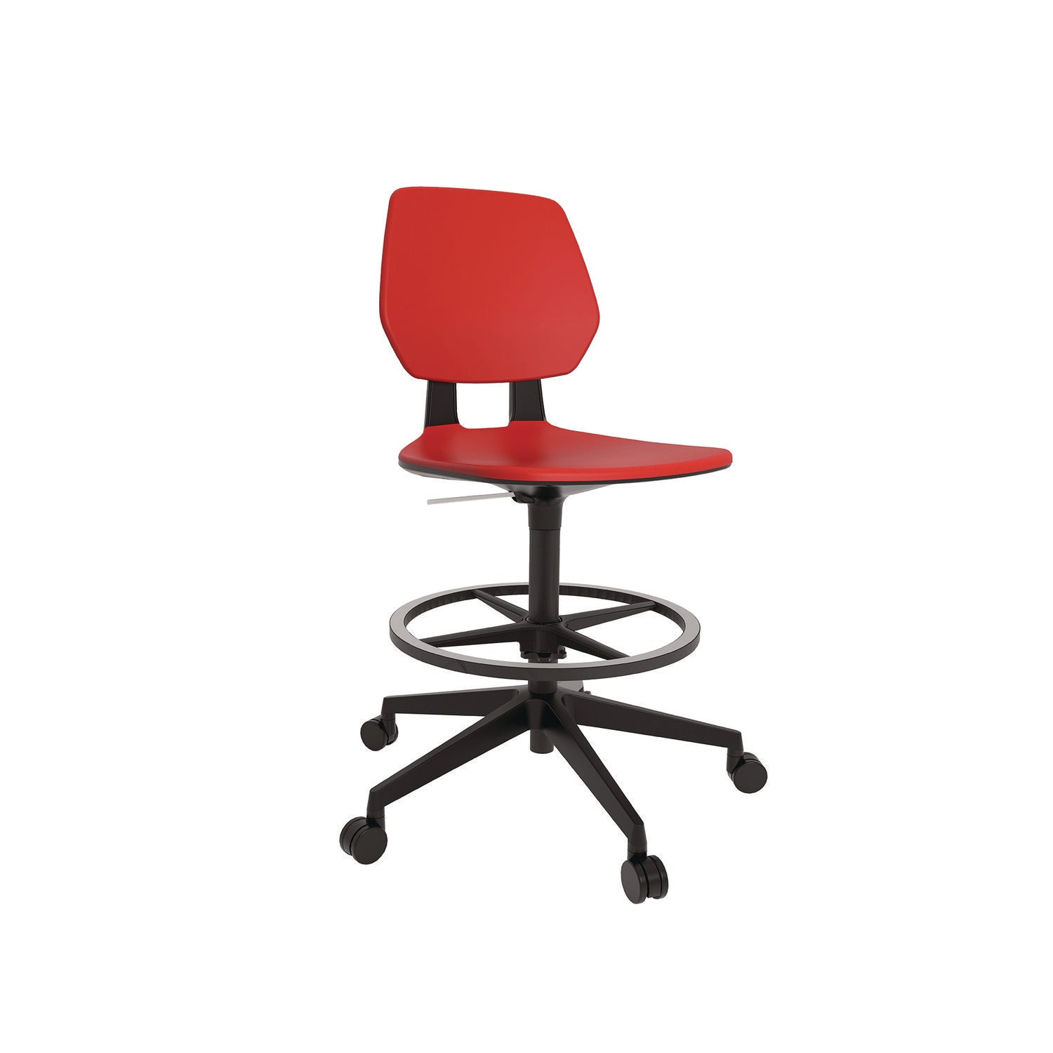 Safco® Commute Extended Height Task Chair, Supports Up to 275 lb, 18.25" to 22.25" Seat Height, Red/Black