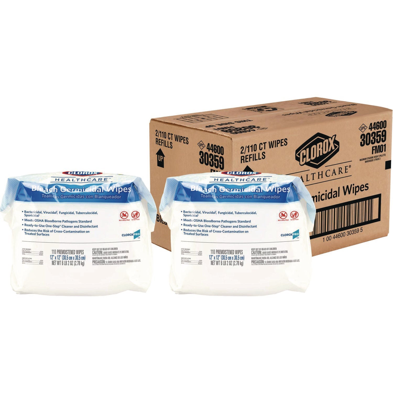 Clorox Bleach Germicidal Wipes | 12x12, 110/Pch