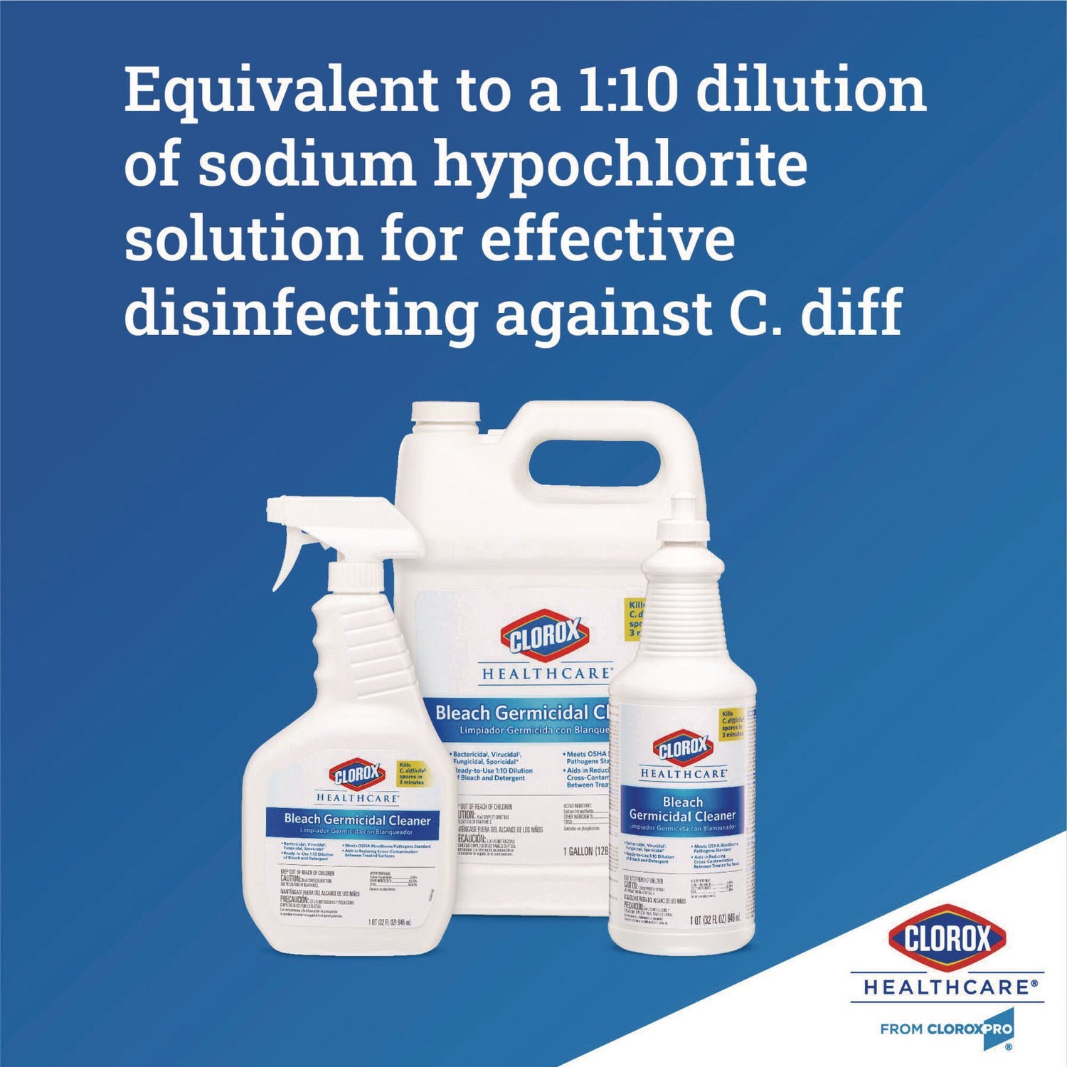 Clorox Healthcare® Bleach Germicidal Cleaner, 32 Oz Spray Bottle