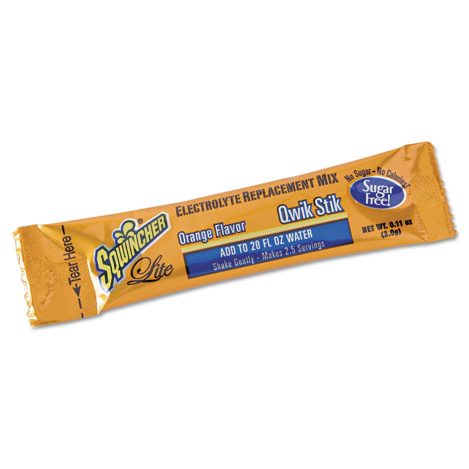 Sqwincher® Sugar-Free Qwik Stik Energy Drink Mix, Orange, 1.26 oz Packet, 50/Pack