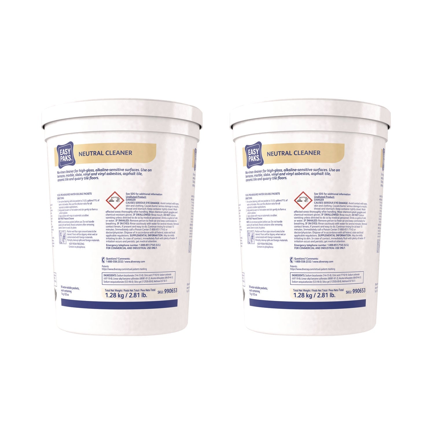 Easy Paks® Neutral Cleaner, 0.5 Oz Packet, 90/tub, 2 Tubs/carton