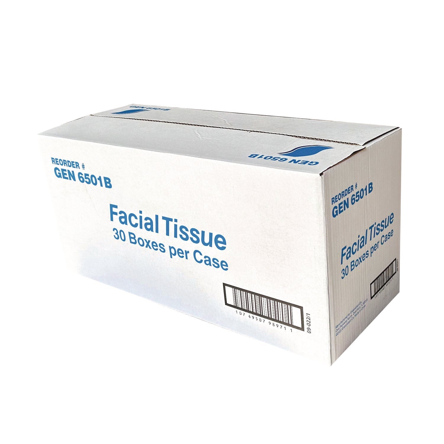 GEN Facial Tissue,  2-Ply, White, Flat Box, 100 Sheets/Box, 30 Boxes/Carton