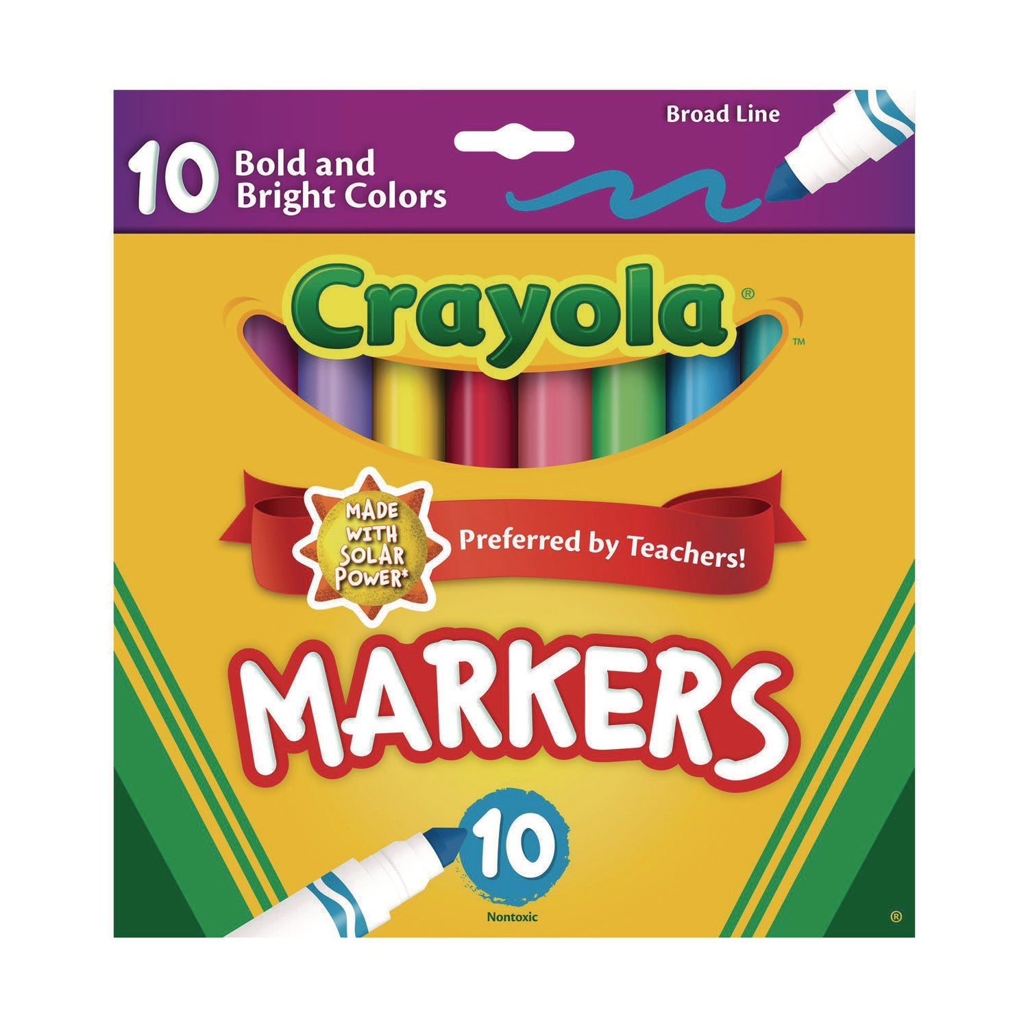 Crayola® Non-Washable Marker, Broad Bullet Tip, Assorted Tropical Colors, 10/pack