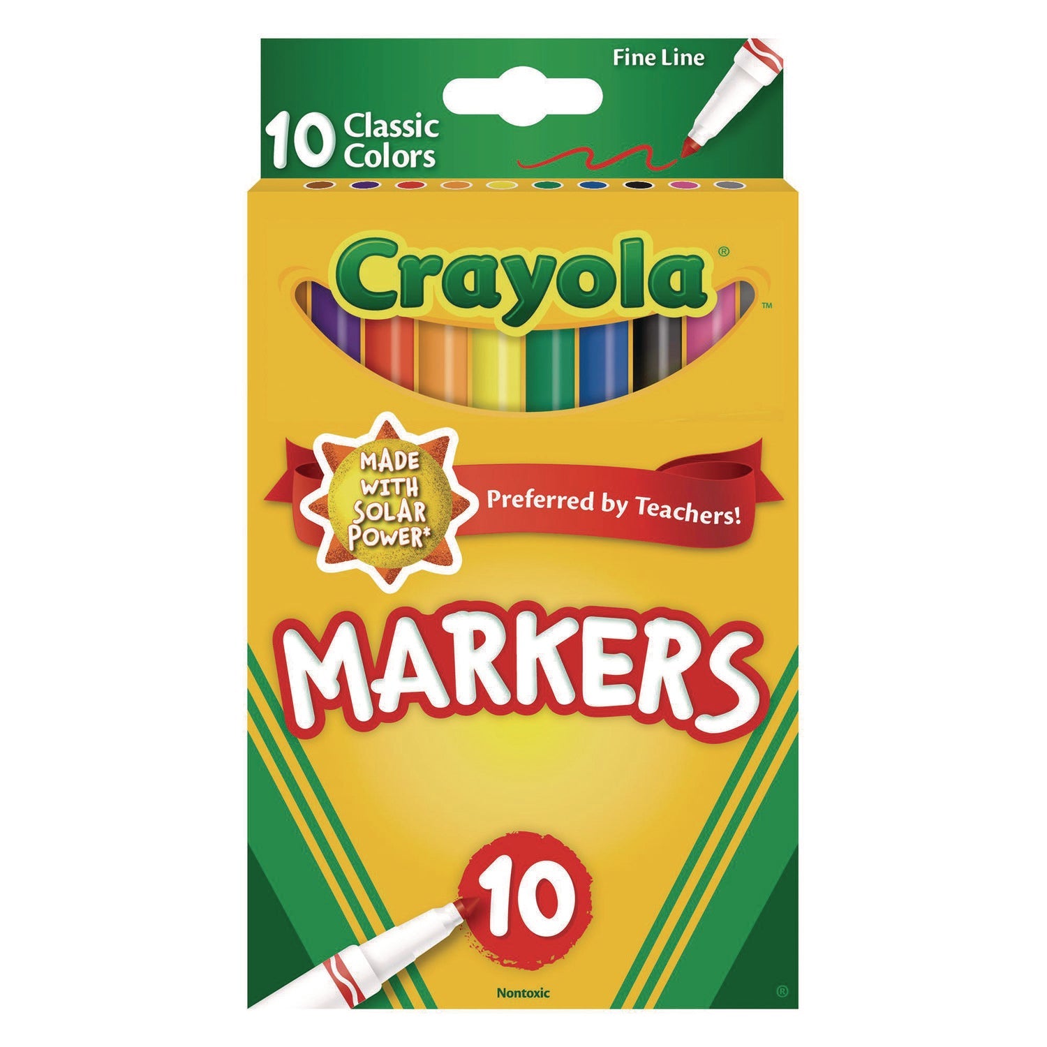 Crayola® NON-WASHABLE MARKER, FINE BULLET TIP, ASSORTED CLASSIC COLORS, 10/PACK