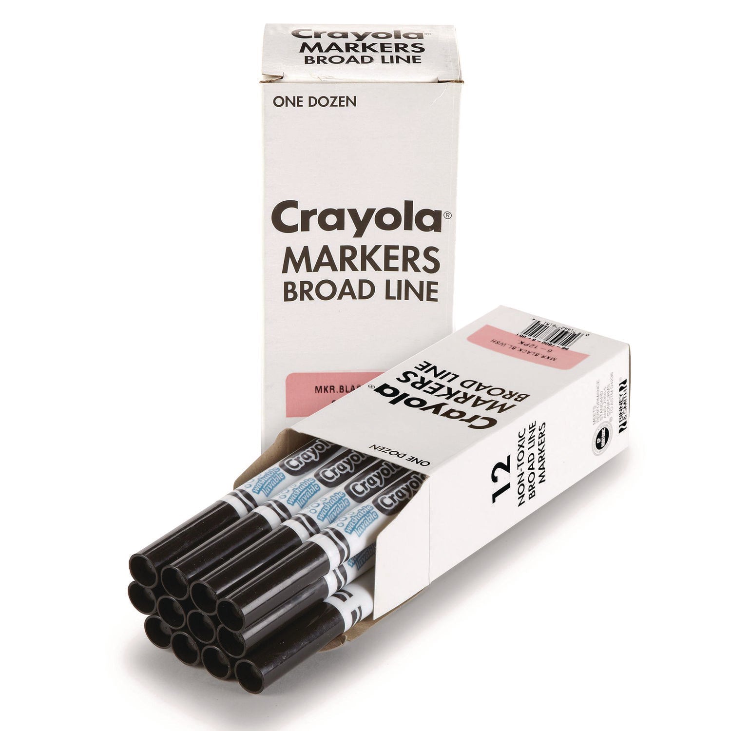 Crayola® Broad Line Washable Markers, Broad Bullet Tip, Black, 12/box