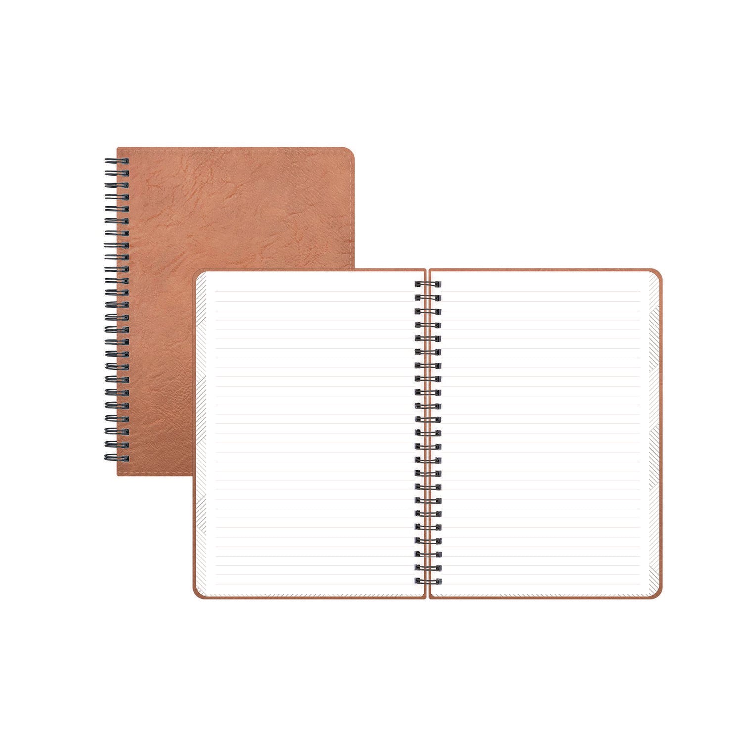 Blue Sky® ASMBLD Faux Leather Wirebound Notebook, 1-Subject, Medium/College Rule, Tan Cover, (80) 8.5 x 5.75 Sheets