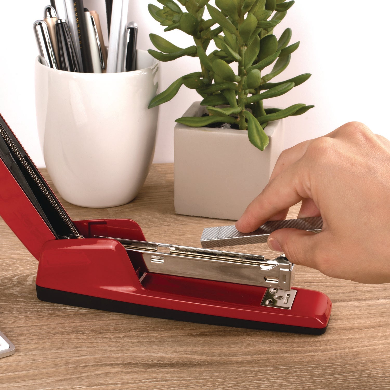 Swingline® 747 Business Full Strip Desk Stapler, 30-Sheet Capacity, Rio Red