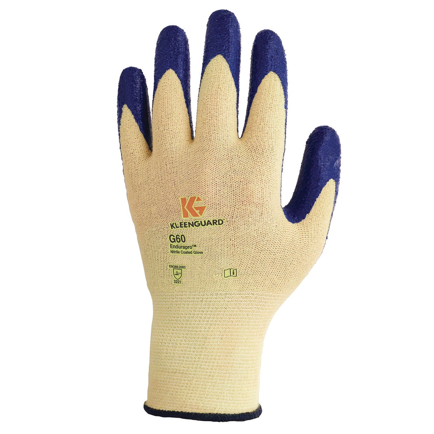 KleenGuard™ G60 Nitrile Coated Cut Resistant Gloves, Large (Size 9), Blue/Yellow, 12 Pairs/Pack