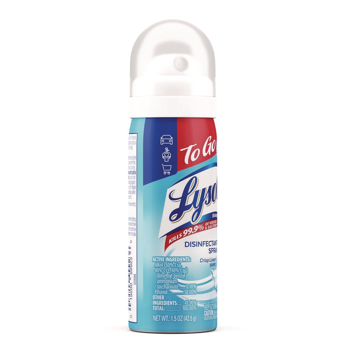 LYSOL® Brand Disinfectant Spray To Go, Crisp Linen Scent, 1.5 oz Aerosol Spray, 12/Carton