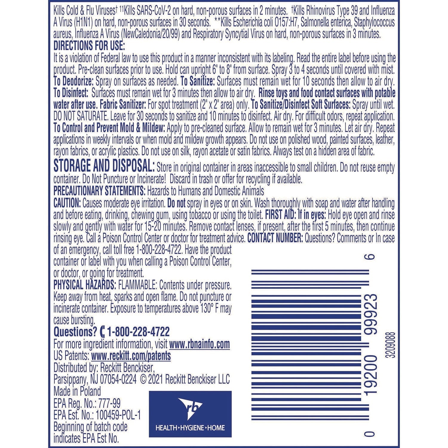 LYSOL® Brand Disinfectant Spray To Go, Crisp Linen Scent, 1.5 oz Aerosol Spray, 12/Carton