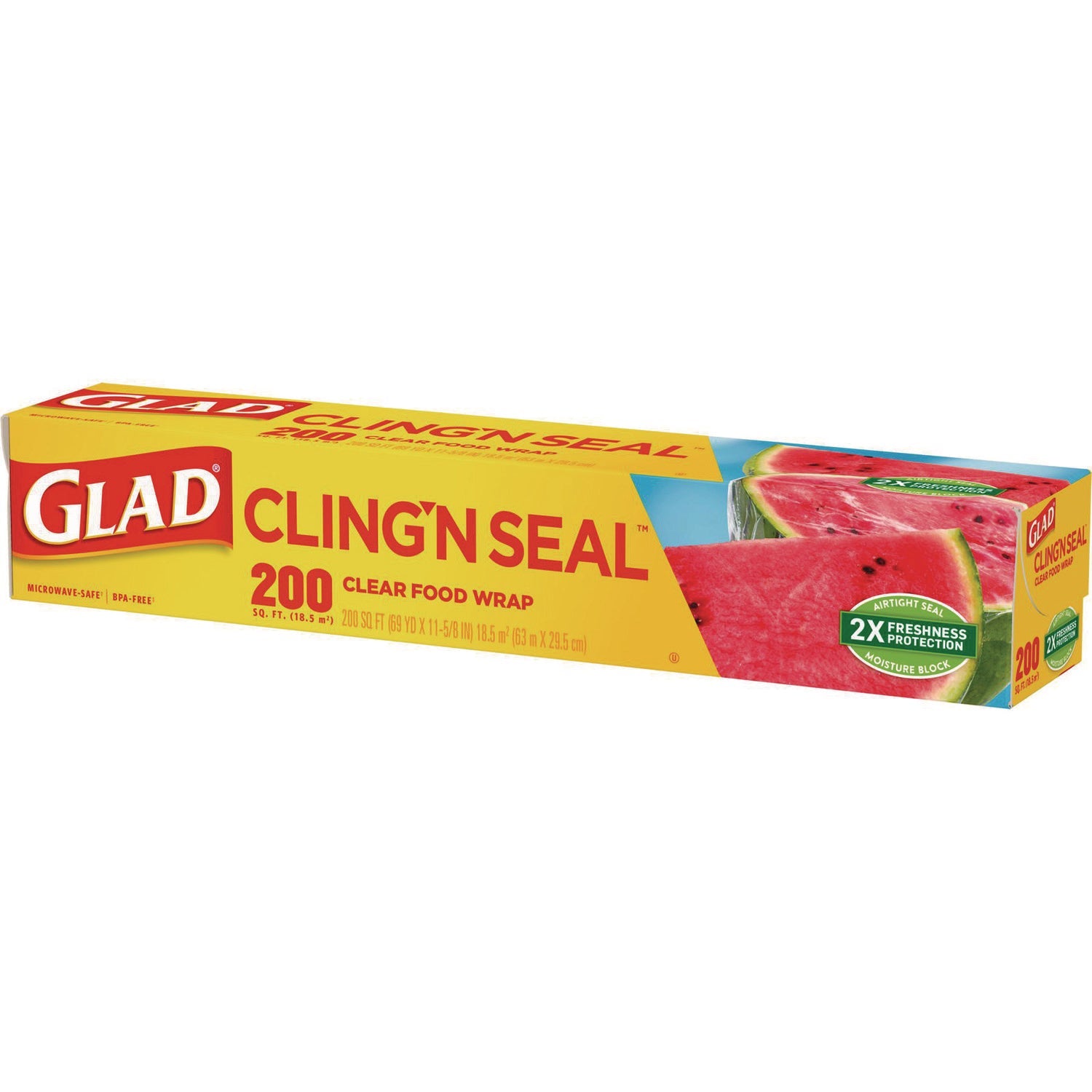 Glad® Cling'N Seal Plastic Food Wrap, 200 sq ft, 12 Rolls/Carton