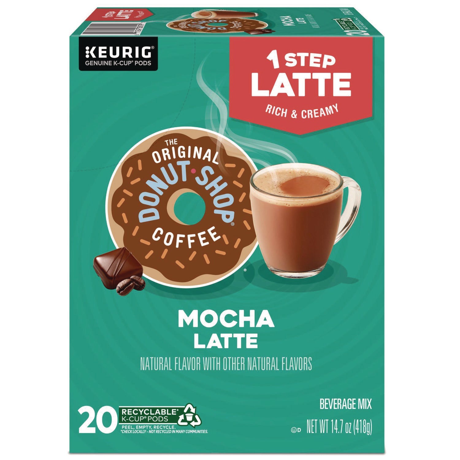The Original Donut Shop® Mocha One Step Latte K-Cup, Vanilla, 20/Box