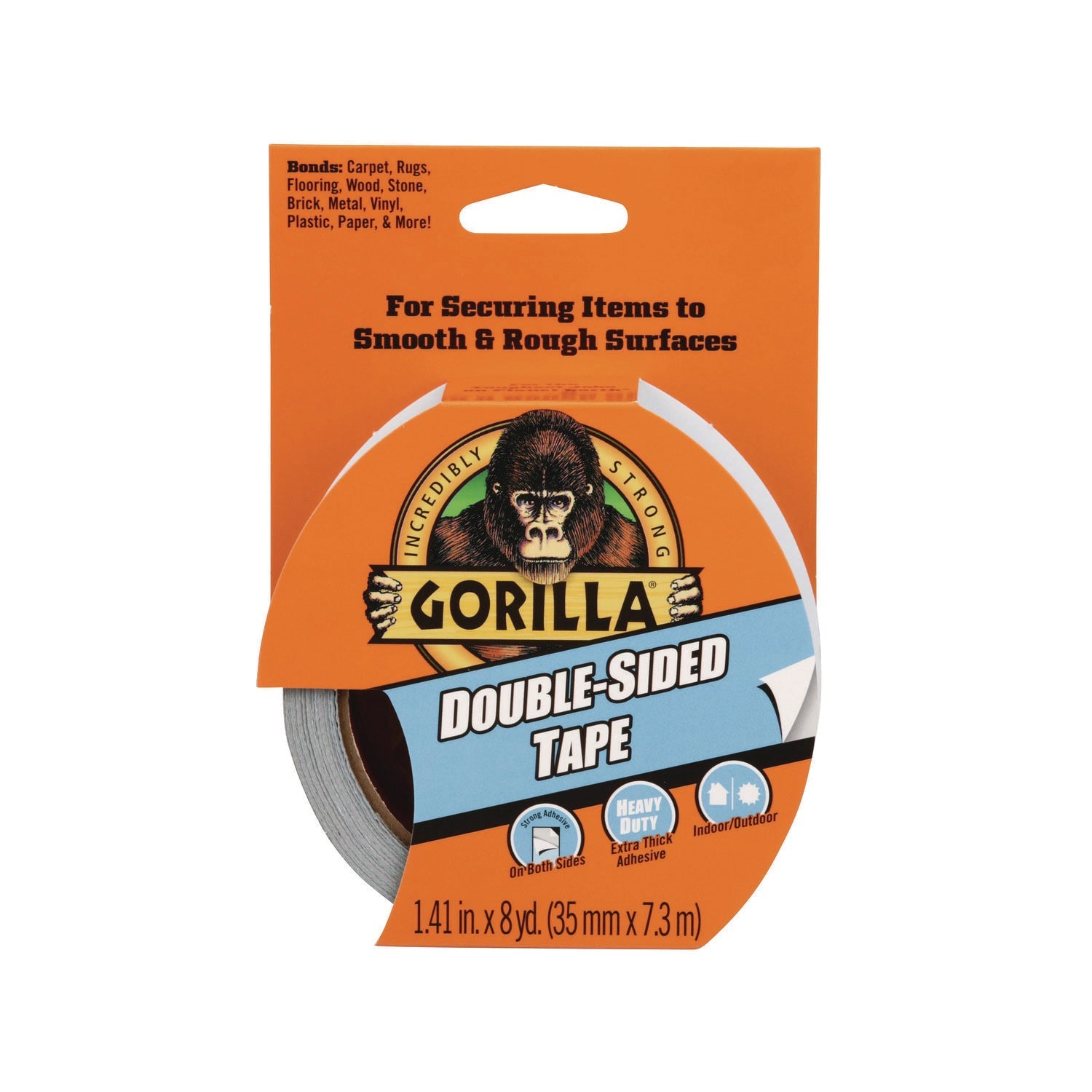 Gorilla® Double-Sided Tape, 3" Core, 1.4" x 8 yds, Gray