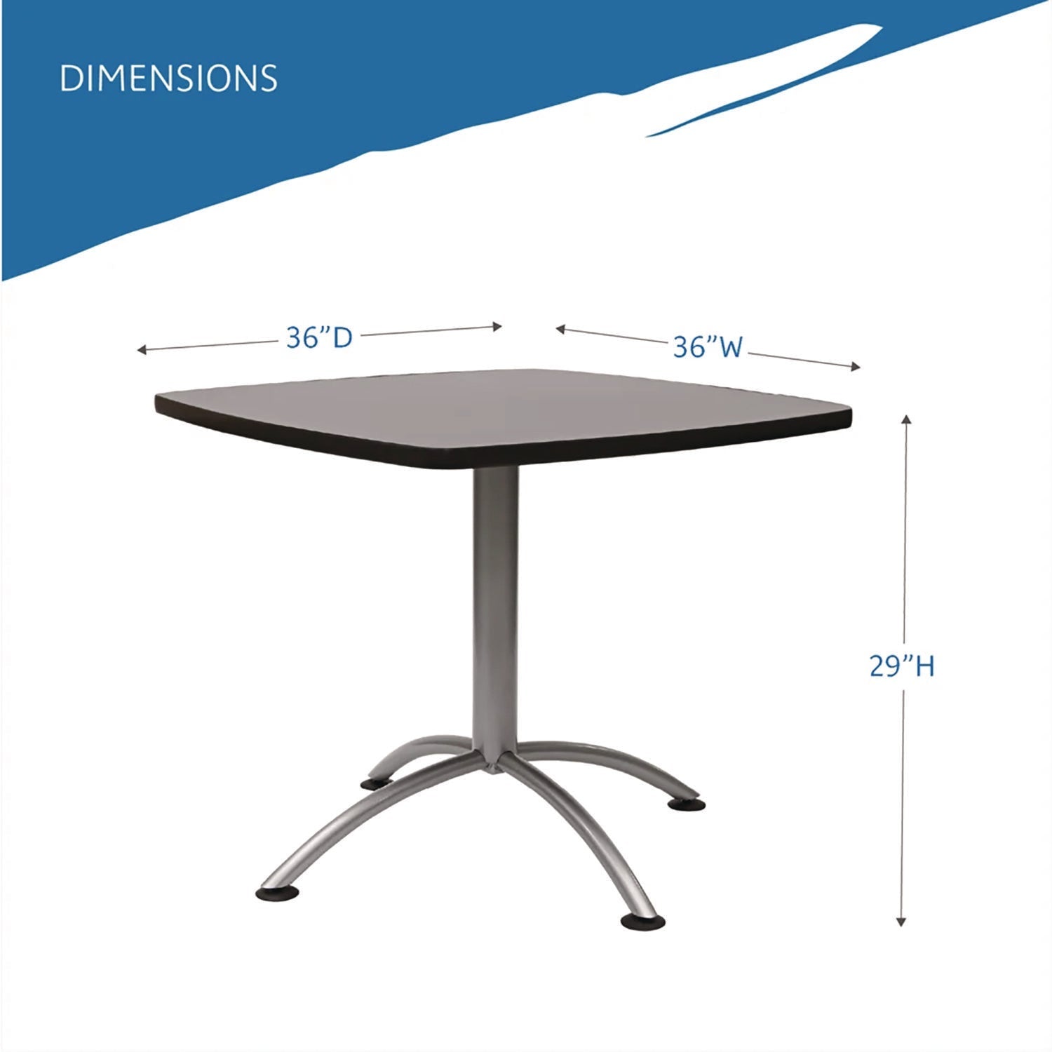 Iceberg CafeWorks Cafe-Height Table, Square, 36" x 36" x 30", Graphite Granite/Silver