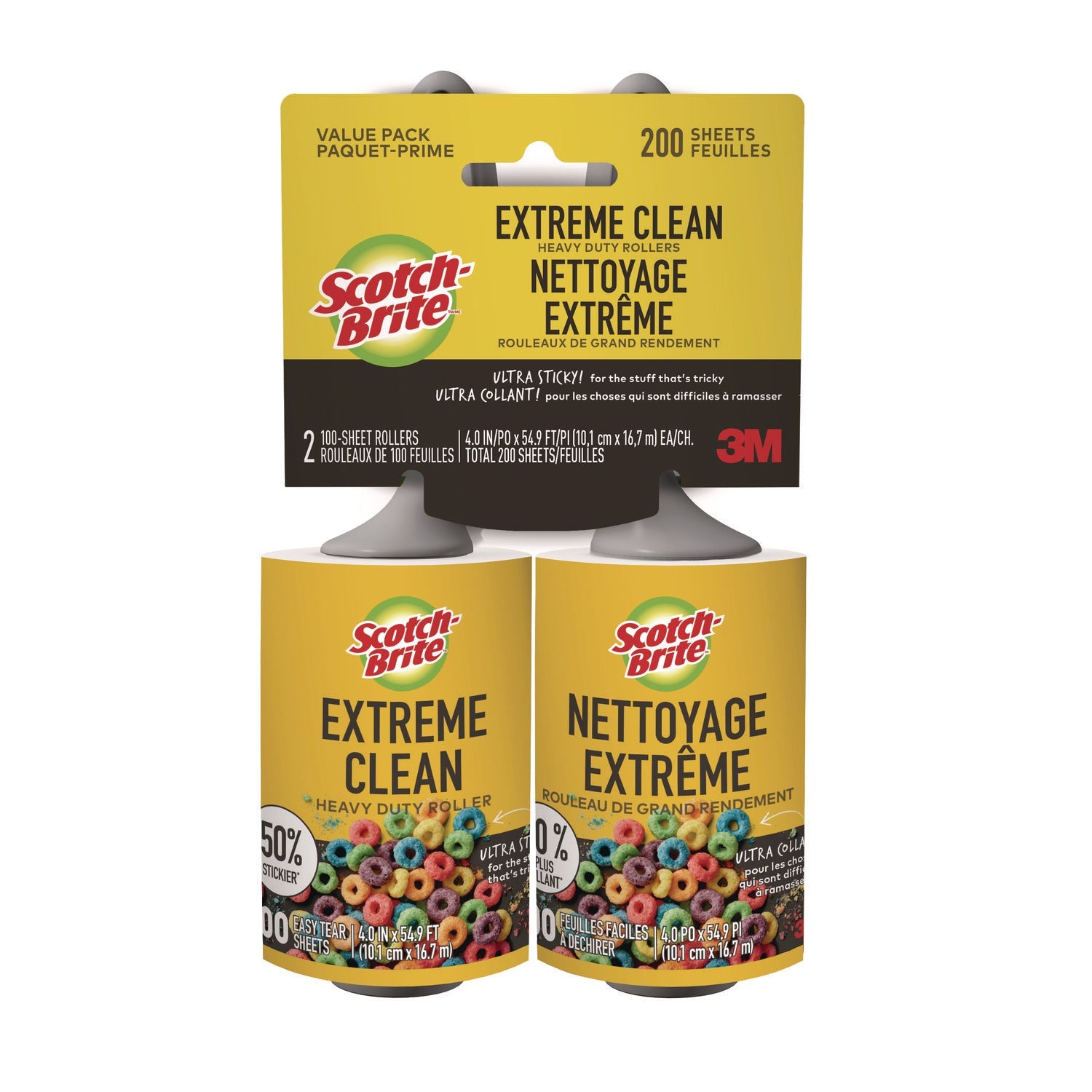 Scotch-Brite® Extreme Clean Lint Roller, 100 Sheets/Roll, 2/Pack