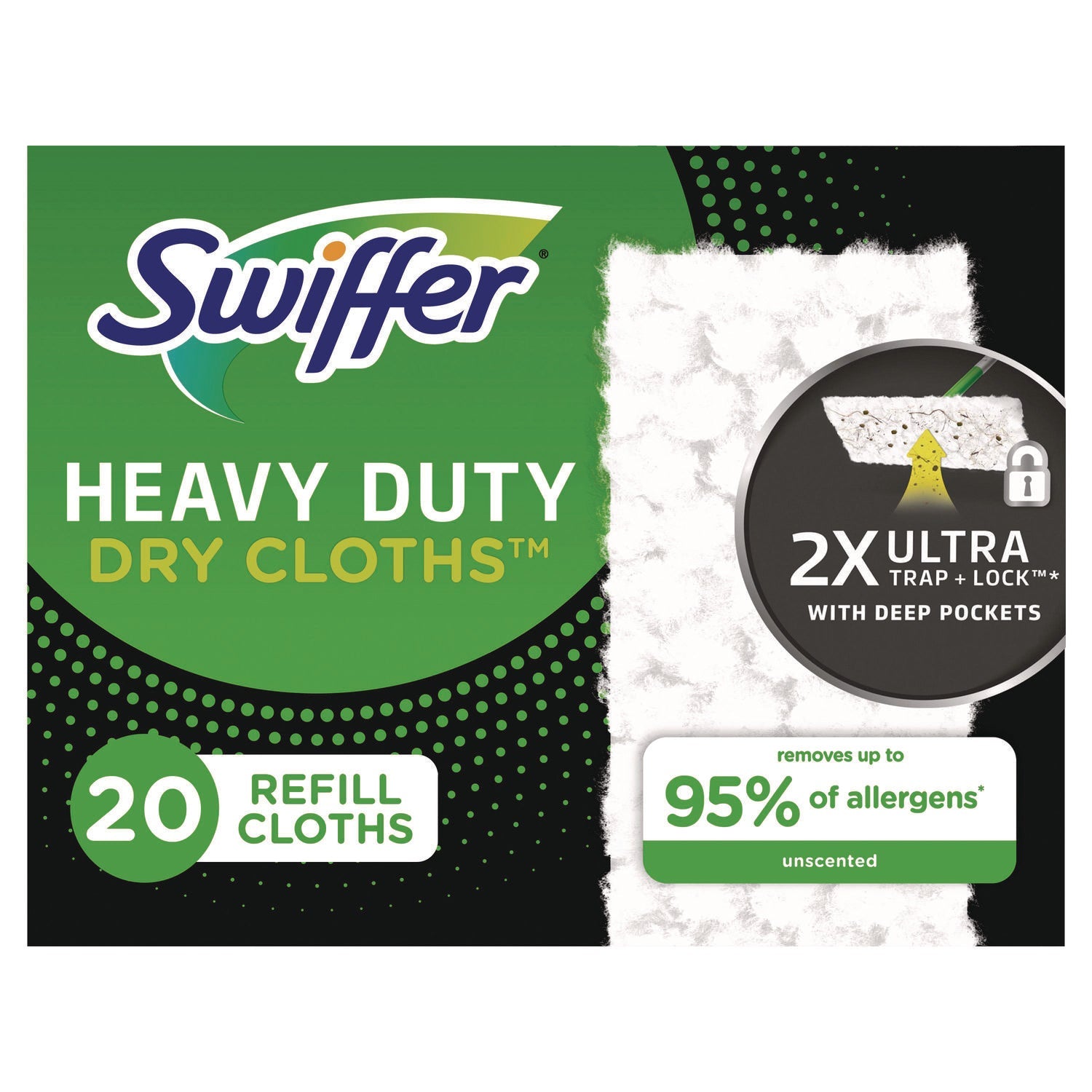 Swiffer® Heavy-Duty Dry Refill Cloths, 10.3 x 7.8, White, 20/Pack, 4 Packs/Carton