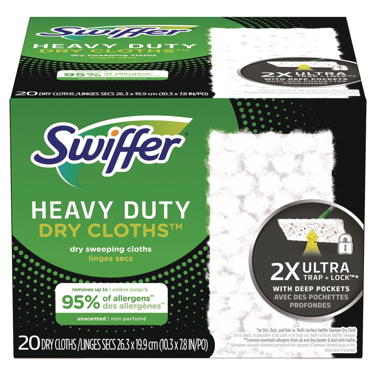 Swiffer® Heavy-Duty Dry Refill Cloths, 10.3 x 7.8, White, 20/Pack, 4 Packs/Carton