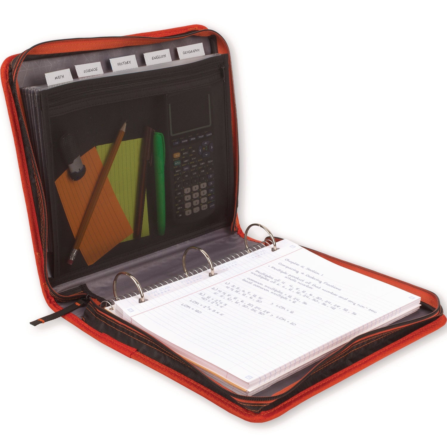 Five Star® Zipper Binder, 3 Rings, 2" Capacity, 11 X 8.5, Black/red Accents