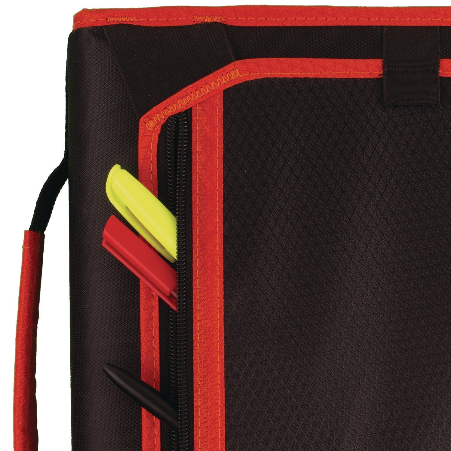 Five Star® Zipper Binder, 3 Rings, 2" Capacity, 11 X 8.5, Black/red Accents