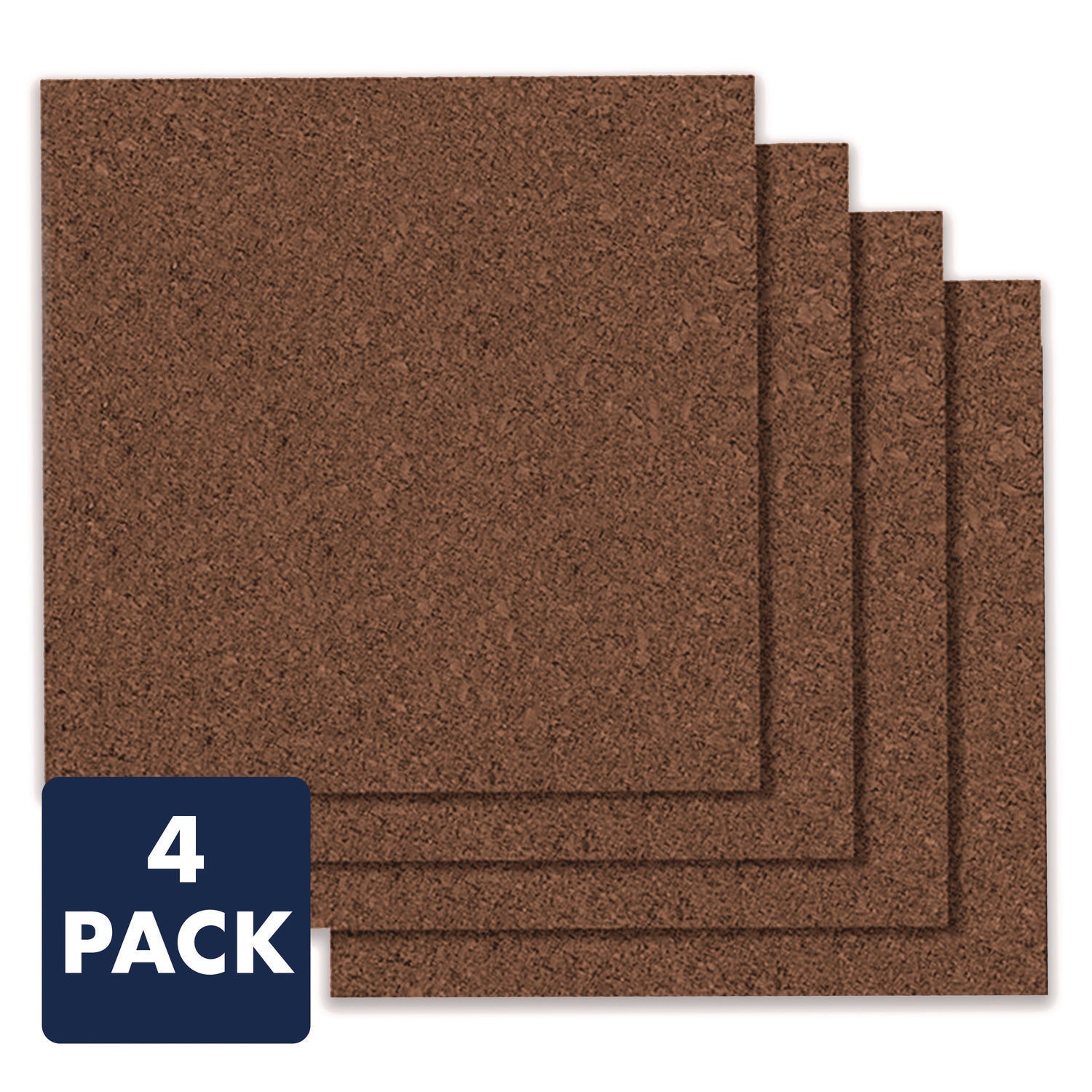 Quartet® Cork Panels, 12" x 0.38" x 12", Brown, 4/Pack