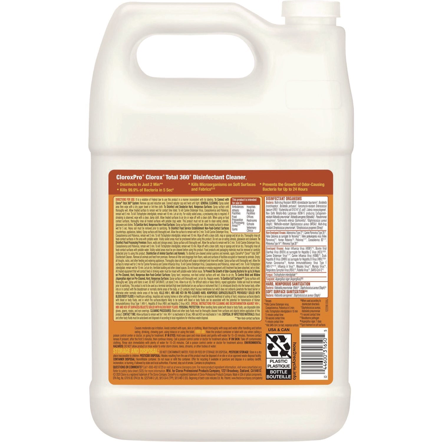 Clorox® Total 360 Disinfectant Cleaner, 128 Oz Bottle, 4/carton