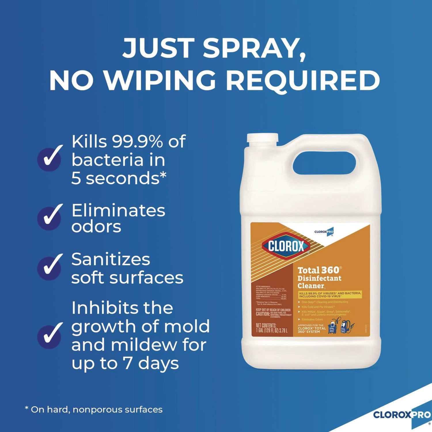 Clorox® Total 360 Disinfectant Cleaner, 128 Oz Bottle, 4/carton