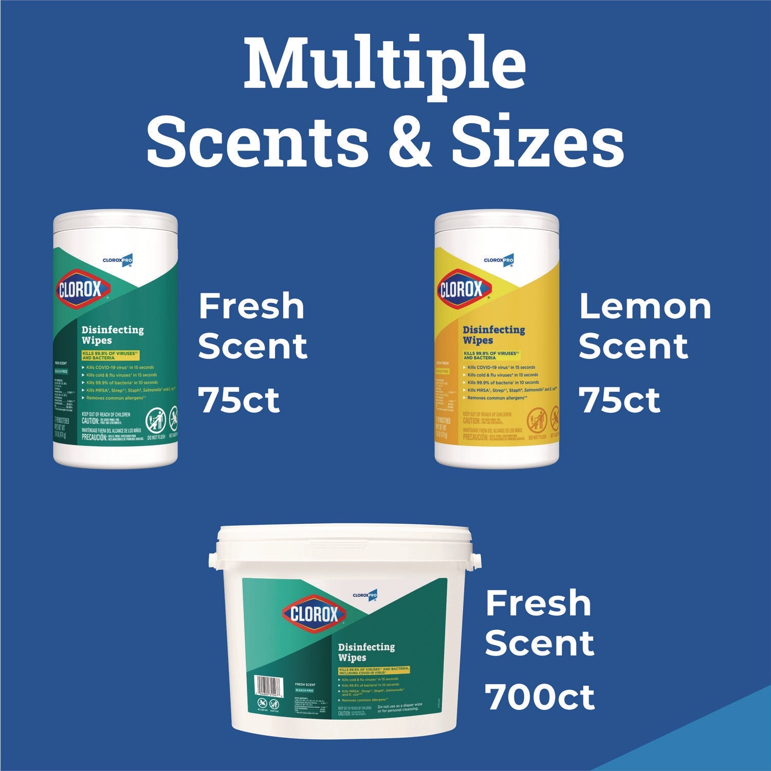 Clorox® Disinfecting Wipes, 1-Ply, 7 x 8, Fresh Scent, White, 700/Bucket