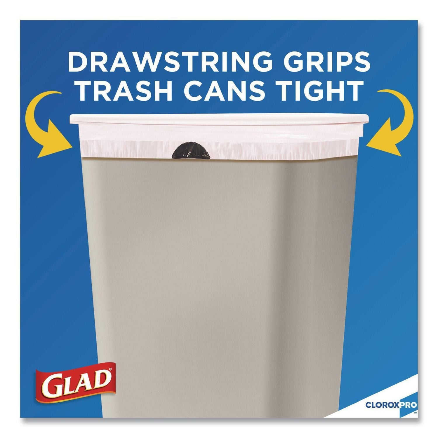 Glad® CloroxPro ForceFlex Tall Kitchen Drawstring Trash Bags, 13 gal, 24 x 27.38, Gray, 100 Bags/Box, 4 Boxes/Carton