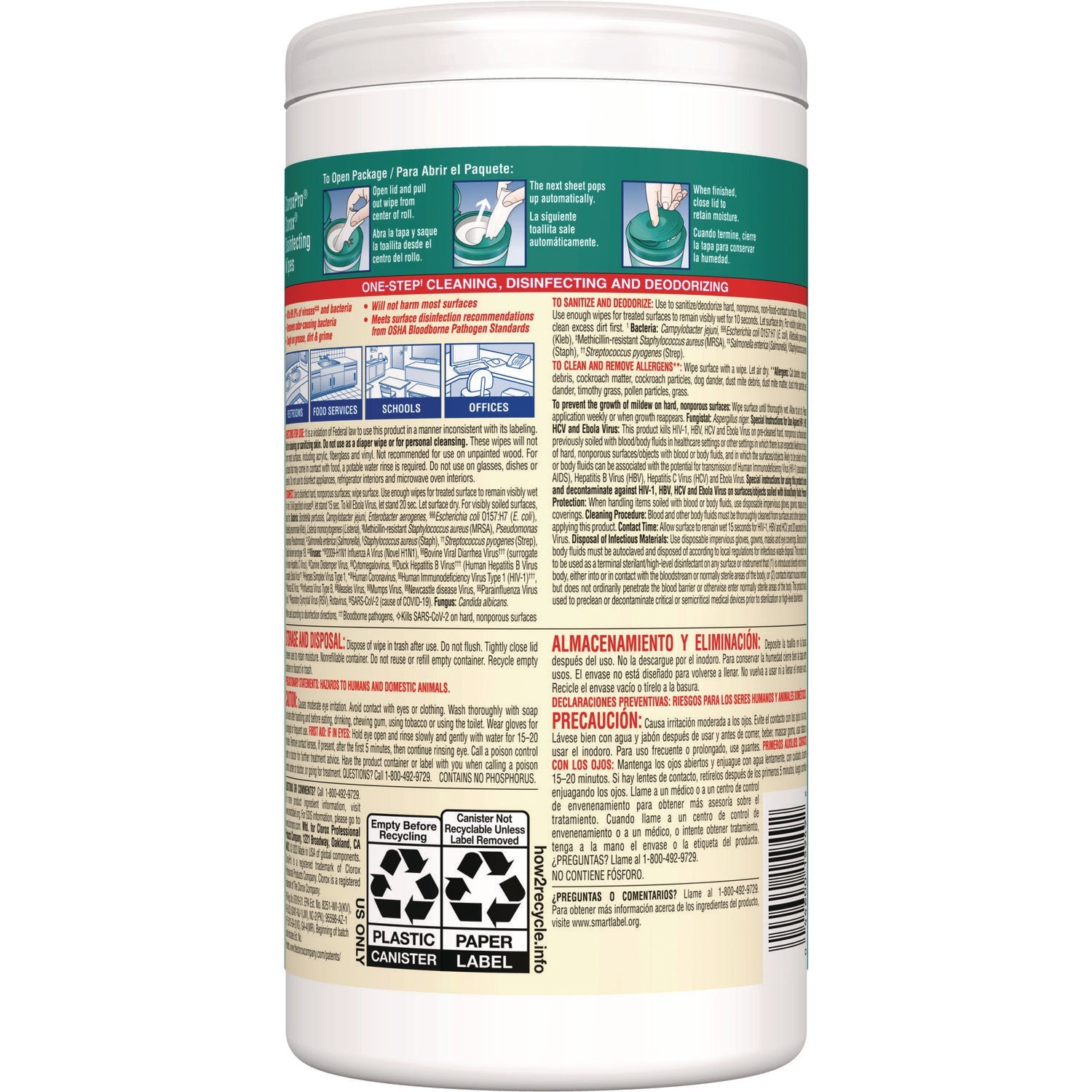 Clorox® Disinfecting Wipes, 1-Ply, 7 x 8, Fresh Scent, White, 75/Canister