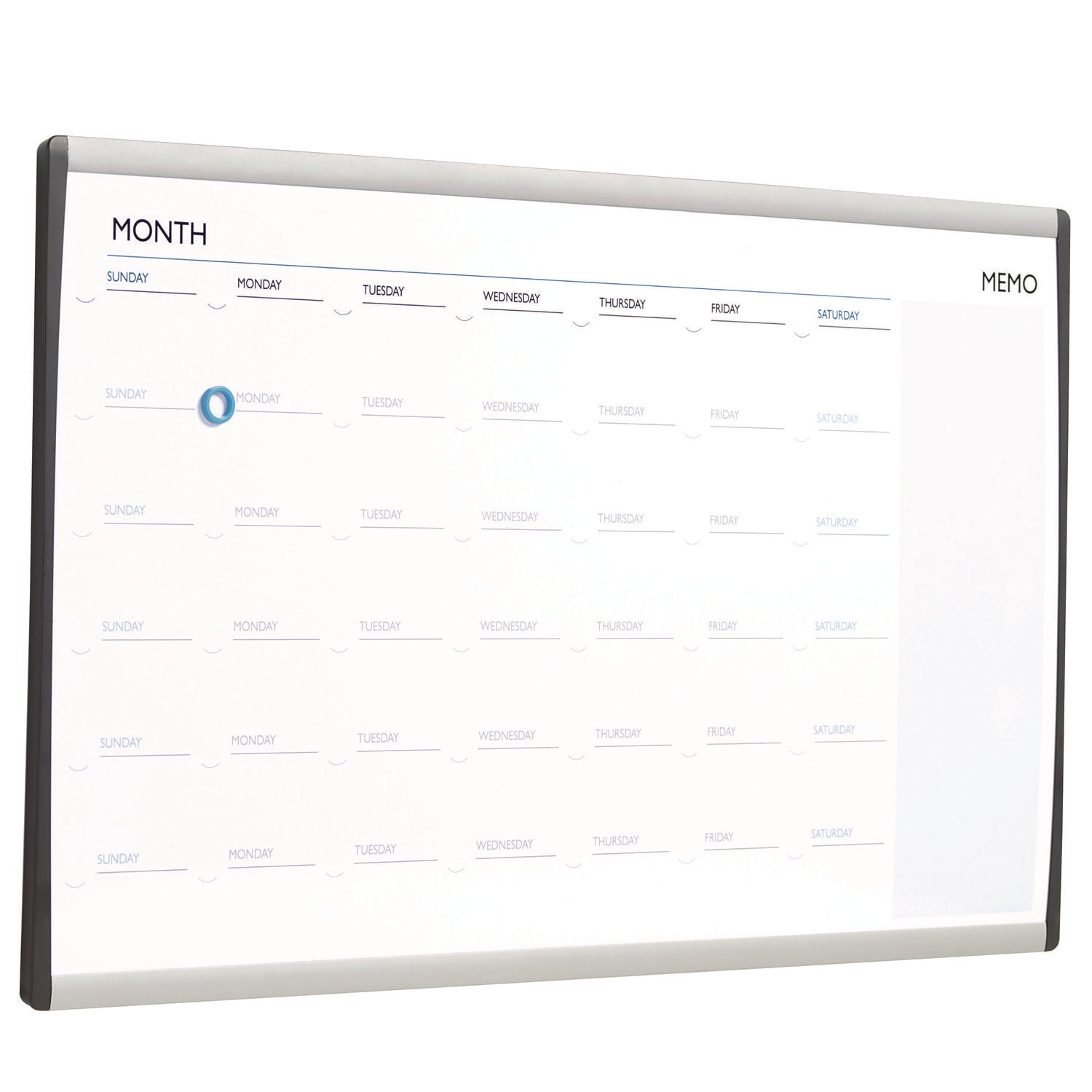 Quartet® ARC Frame Cubicle Board, Monthly Planning/Scheduling Calendar, 30" x 18", White Magnetic Surface, Satin Aluminum Frame