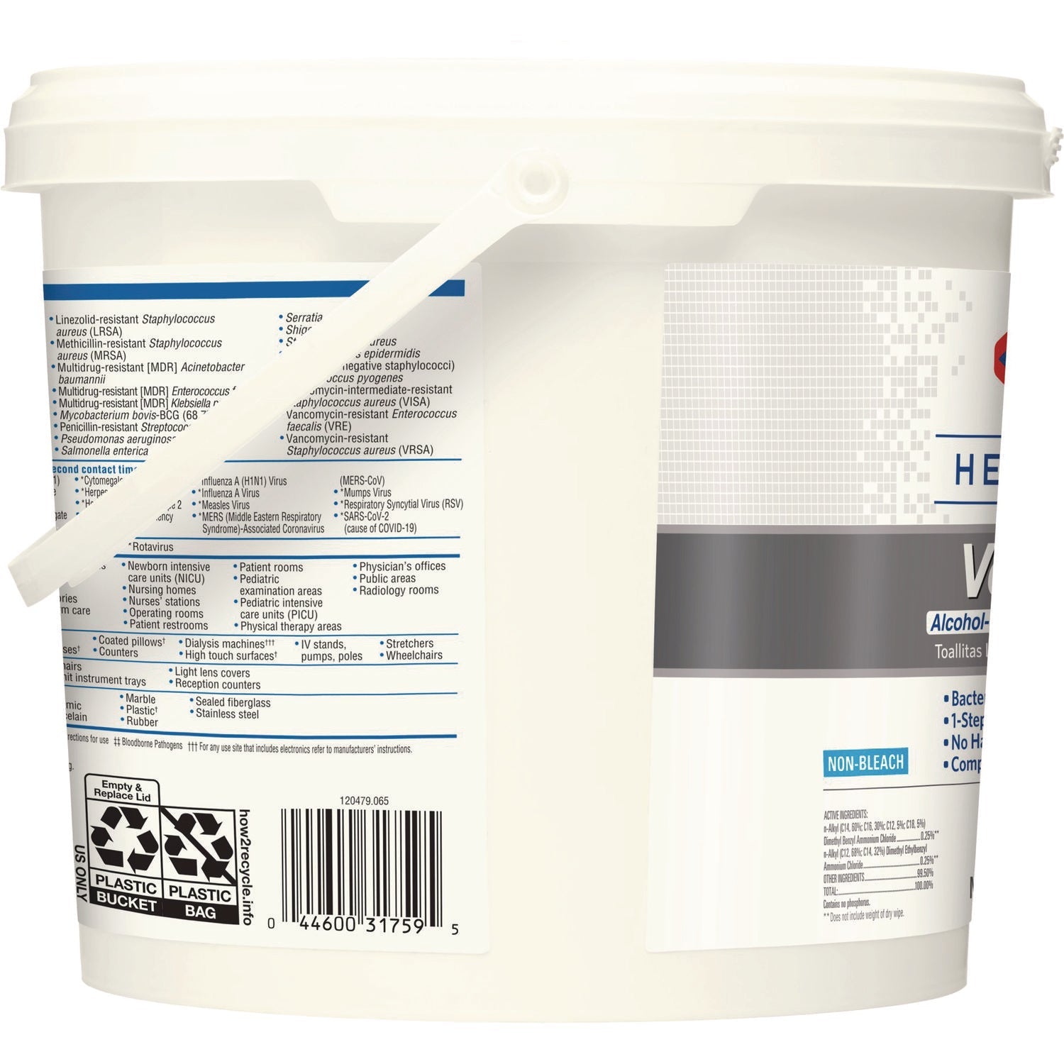 Clorox Healthcare® VersaSure Cleaner Disinfectant Wipes, 1-Ply, 12 x 12, Fragranced, White, 110/Bucket