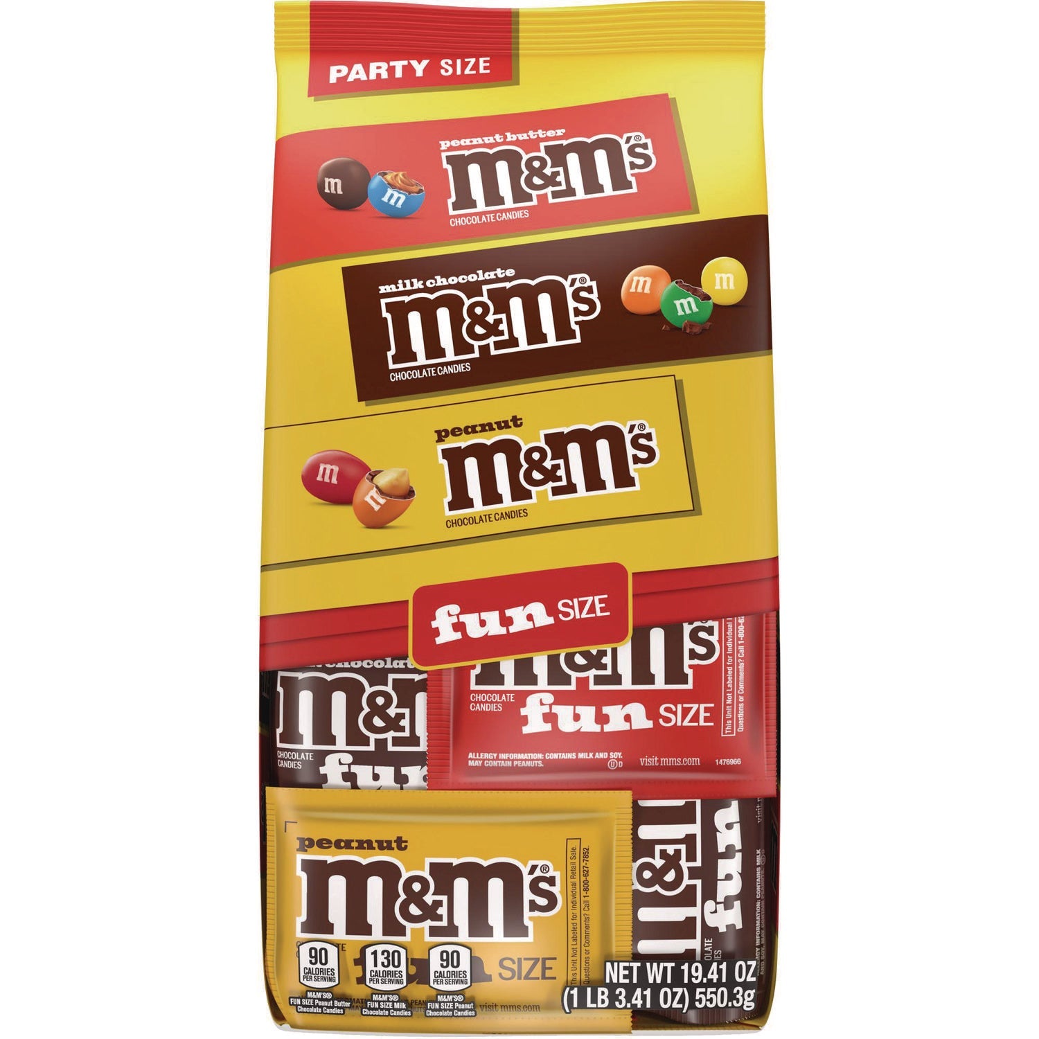 M & M's® M and M'S Milk Chocolate, Peanut and Peanut Butter Variety Pack Fun Size Chocolate Candy Assortment, 19.41 oz Bag - Bloom Skins