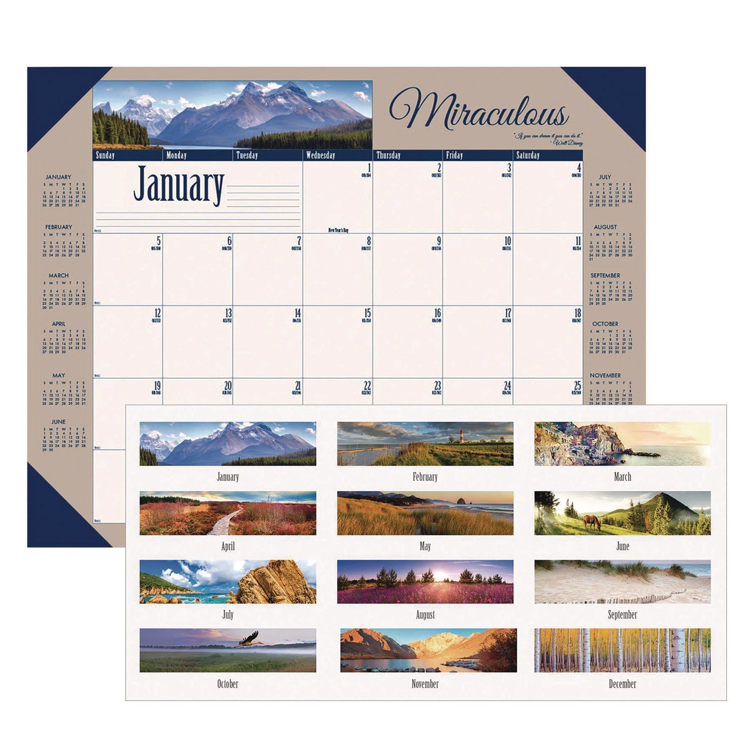 Monthly Desk Pad Calendar | Motivational 2025