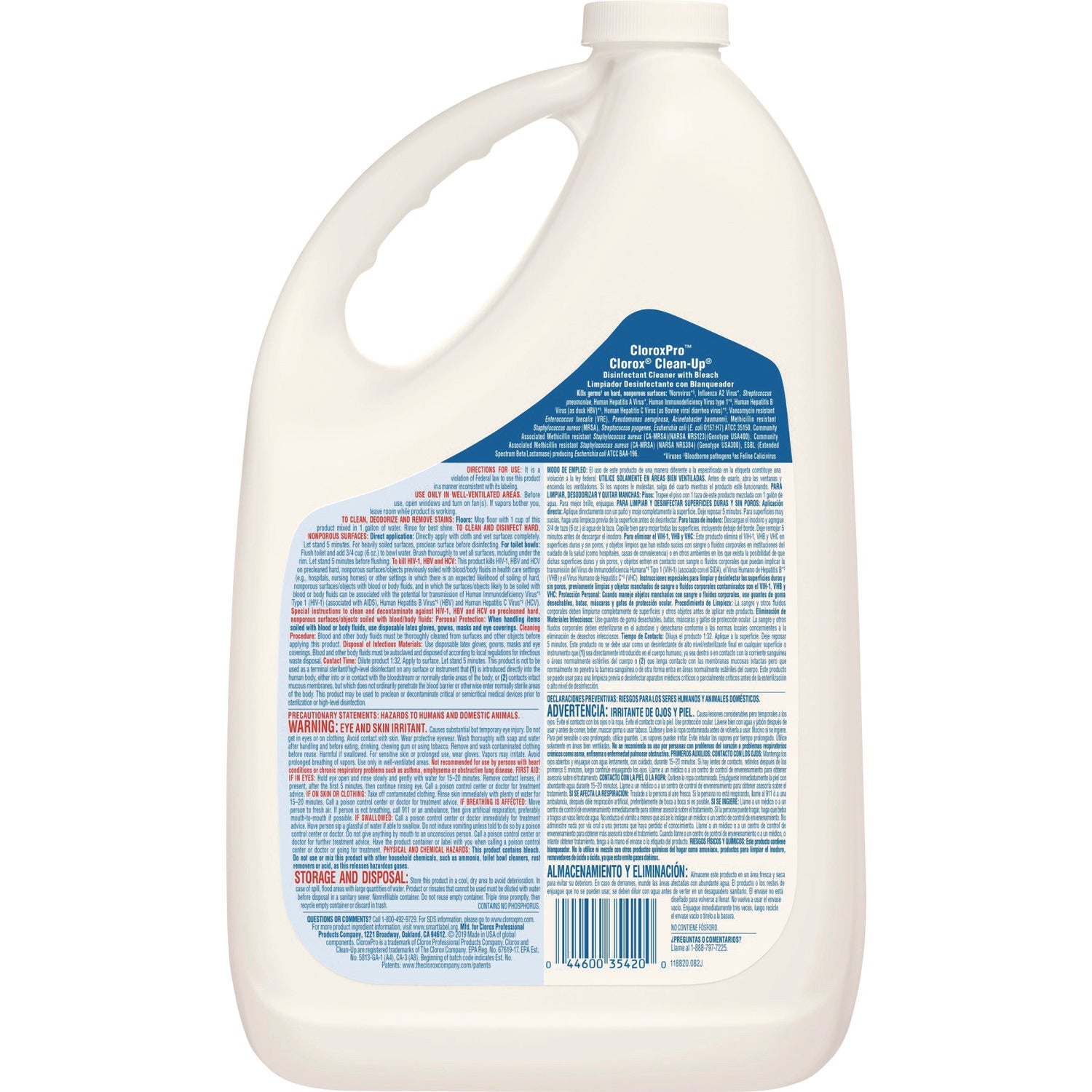 Clorox® CloroxPro Clean-Up Disinfectant Cleaner with Bleach, 128 oz Refill Bottle, 4/Carton