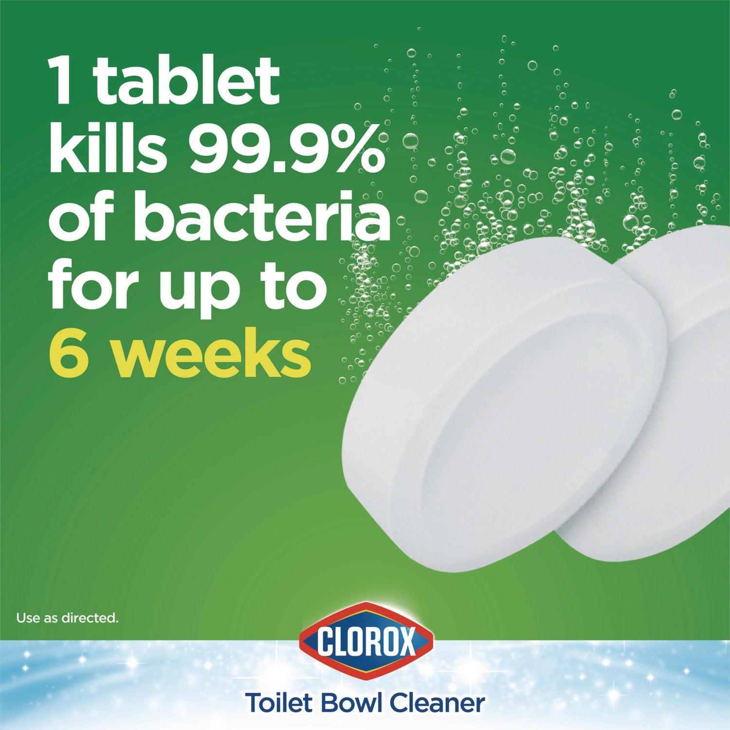 Clorox® Ultra Clean Toilet Tablets Bleach, 3.5 oz Tablet, 2/Pack, 6 Packs/Carton