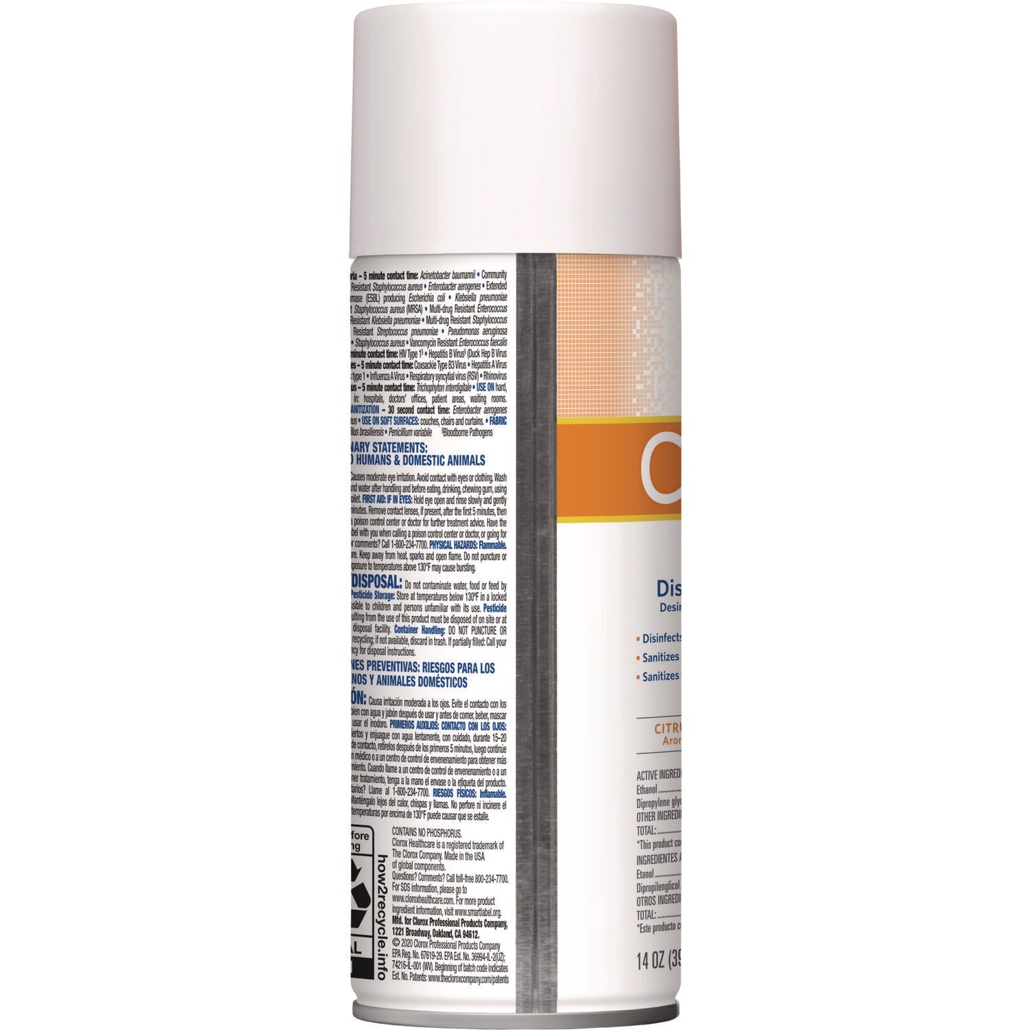 Clorox Healthcare® Citrace Hospital Disinfectant and Sanitizer, Citrus, 14 oz Aerosol Spray, 12/Carton