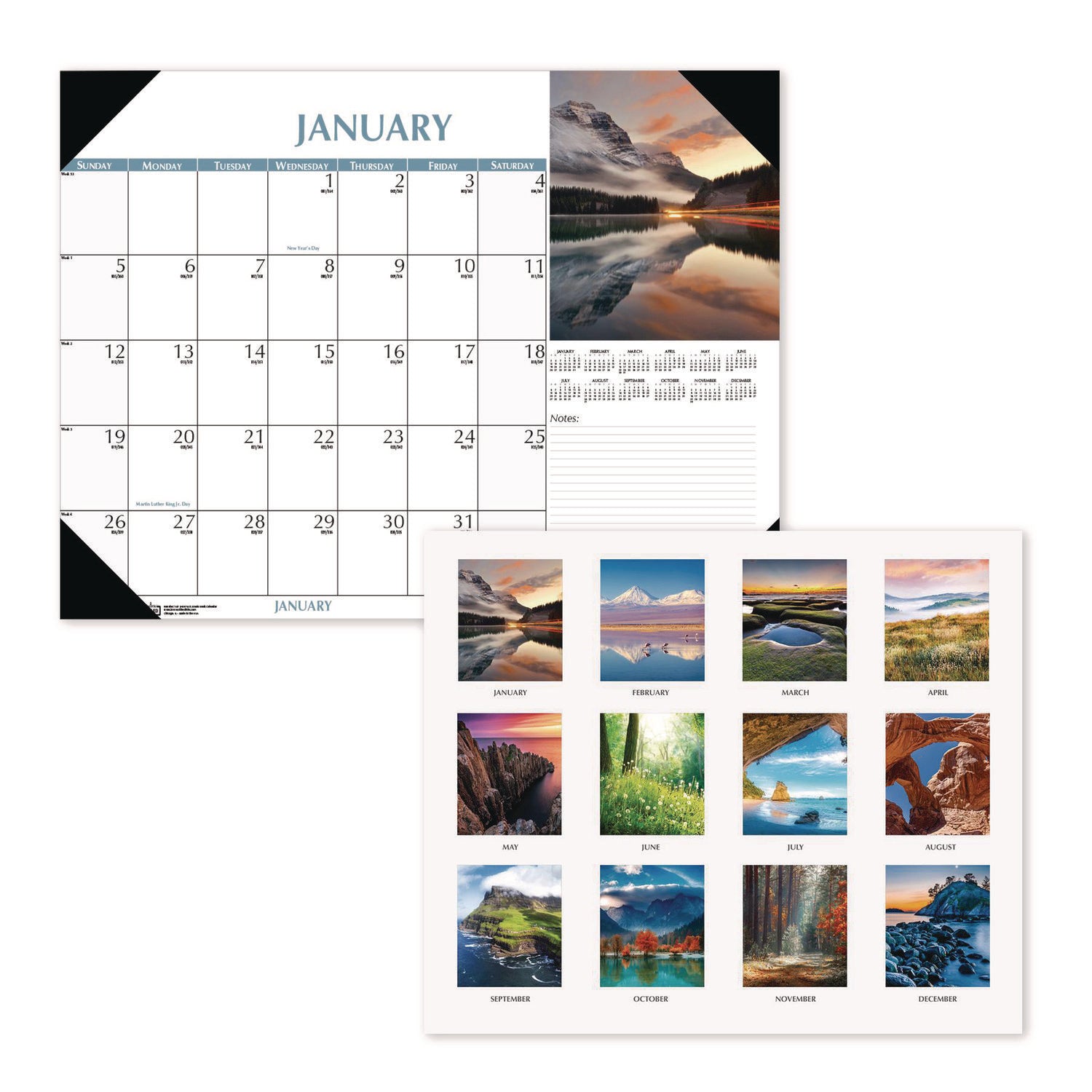 Scenic Desk Pad Calendar | 22x17, Earthscapes