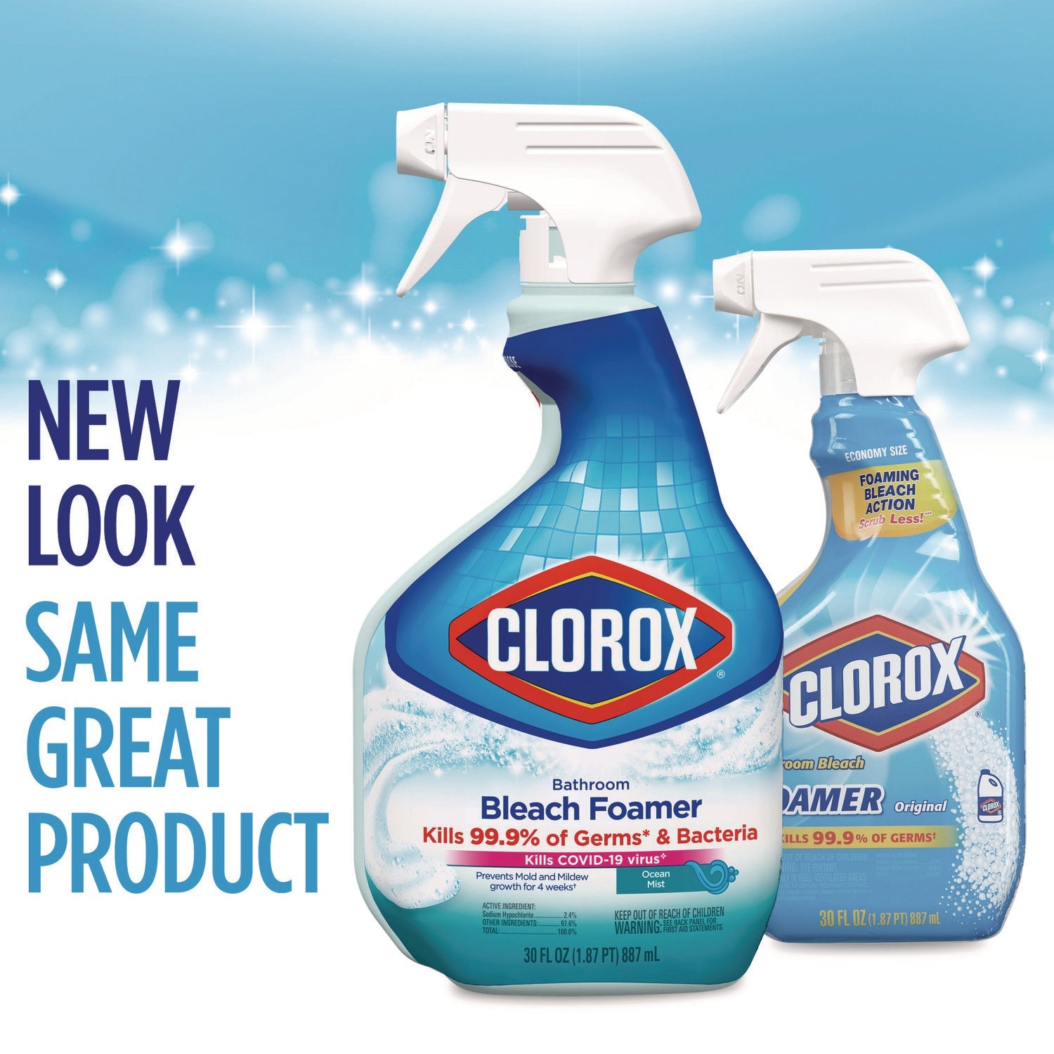 Clorox® Bathroom Foamer with Bleach, Ocean Mist, 30 oz Spray Bottle, 9/Carton