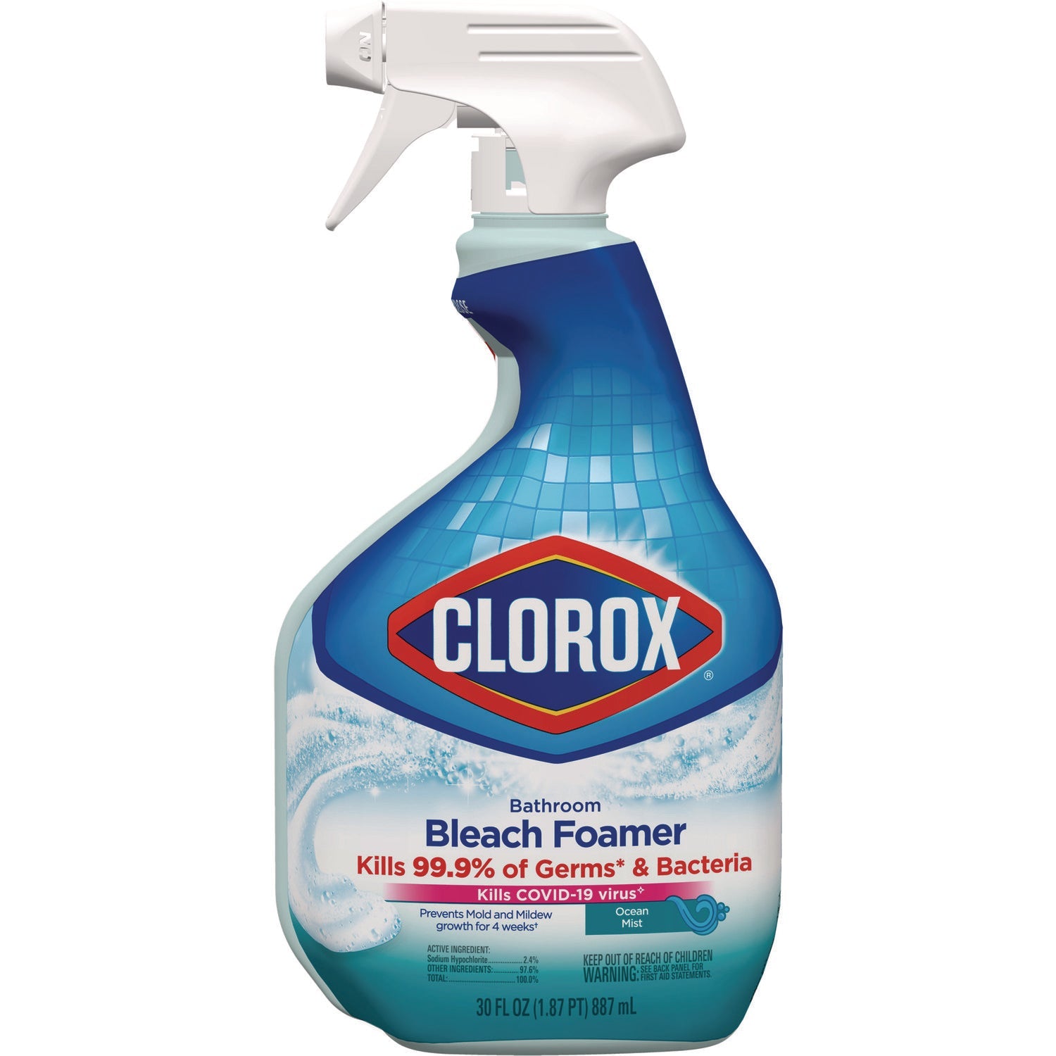 Clorox® Bathroom Foamer with Bleach, Ocean Mist, 30 oz Spray Bottle, 9/Carton