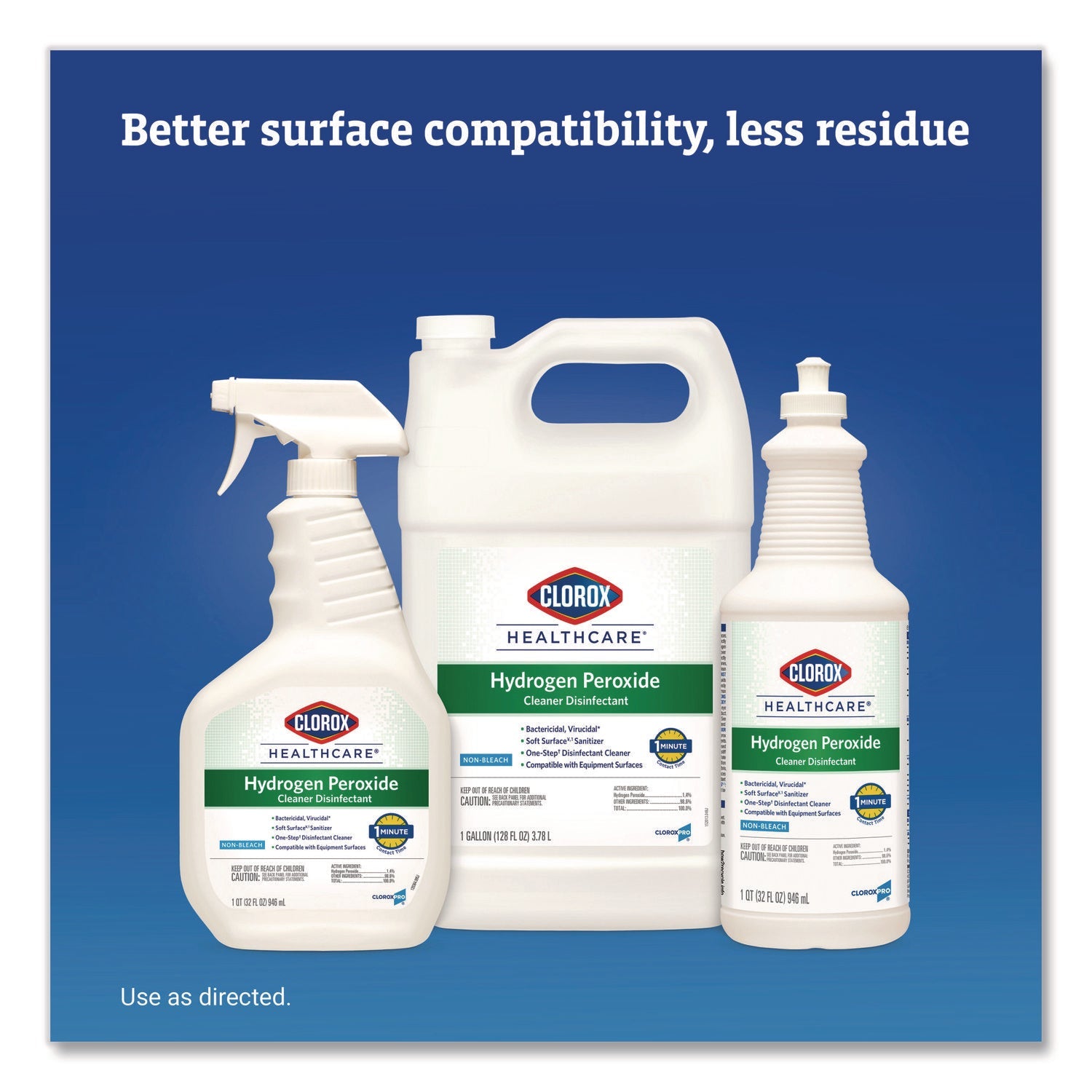 Clorox Healthcare® Hydrogen-Peroxide Cleaner/Disinfectant, 1 gal Bottle, 4/Carton - Bloom Skins