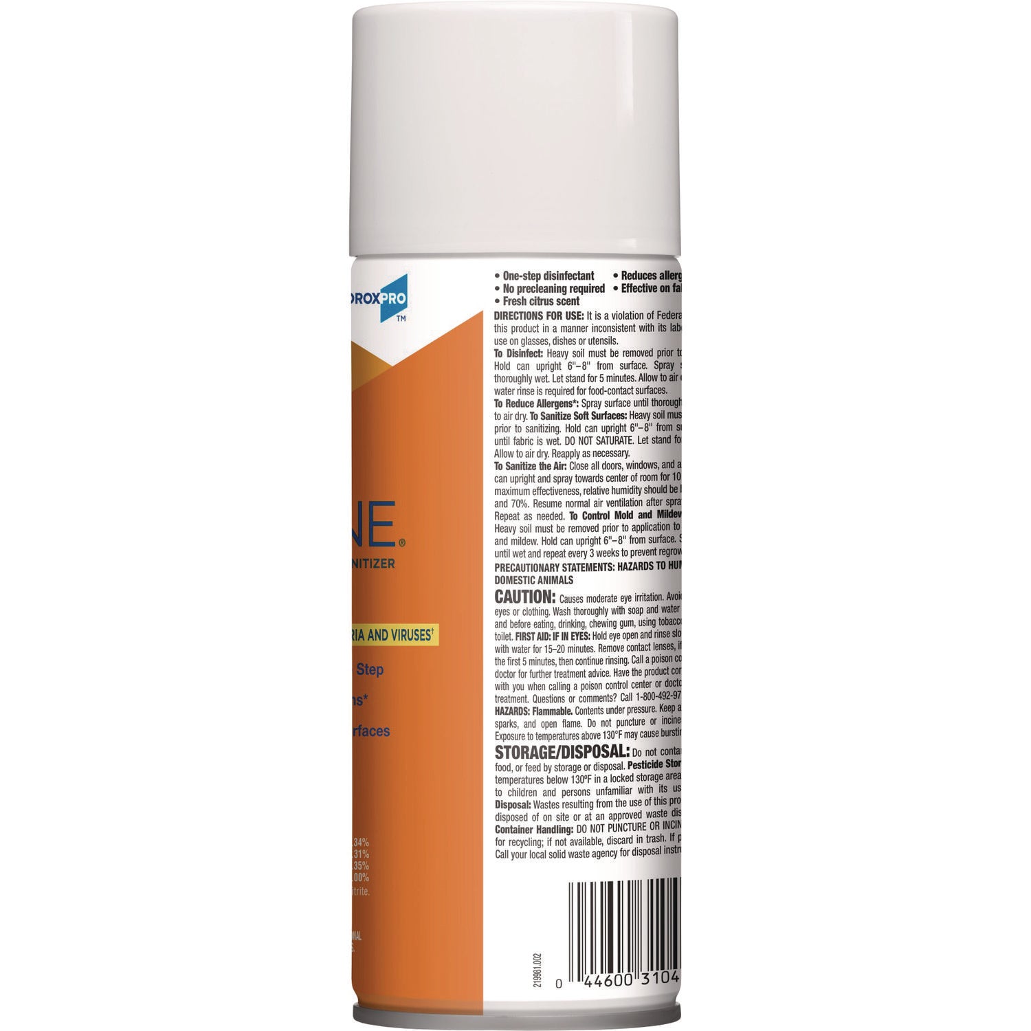 Clorox® 4-In-One Disinfectant And Sanitizer, Citrus, 14 Oz Aerosol Spray