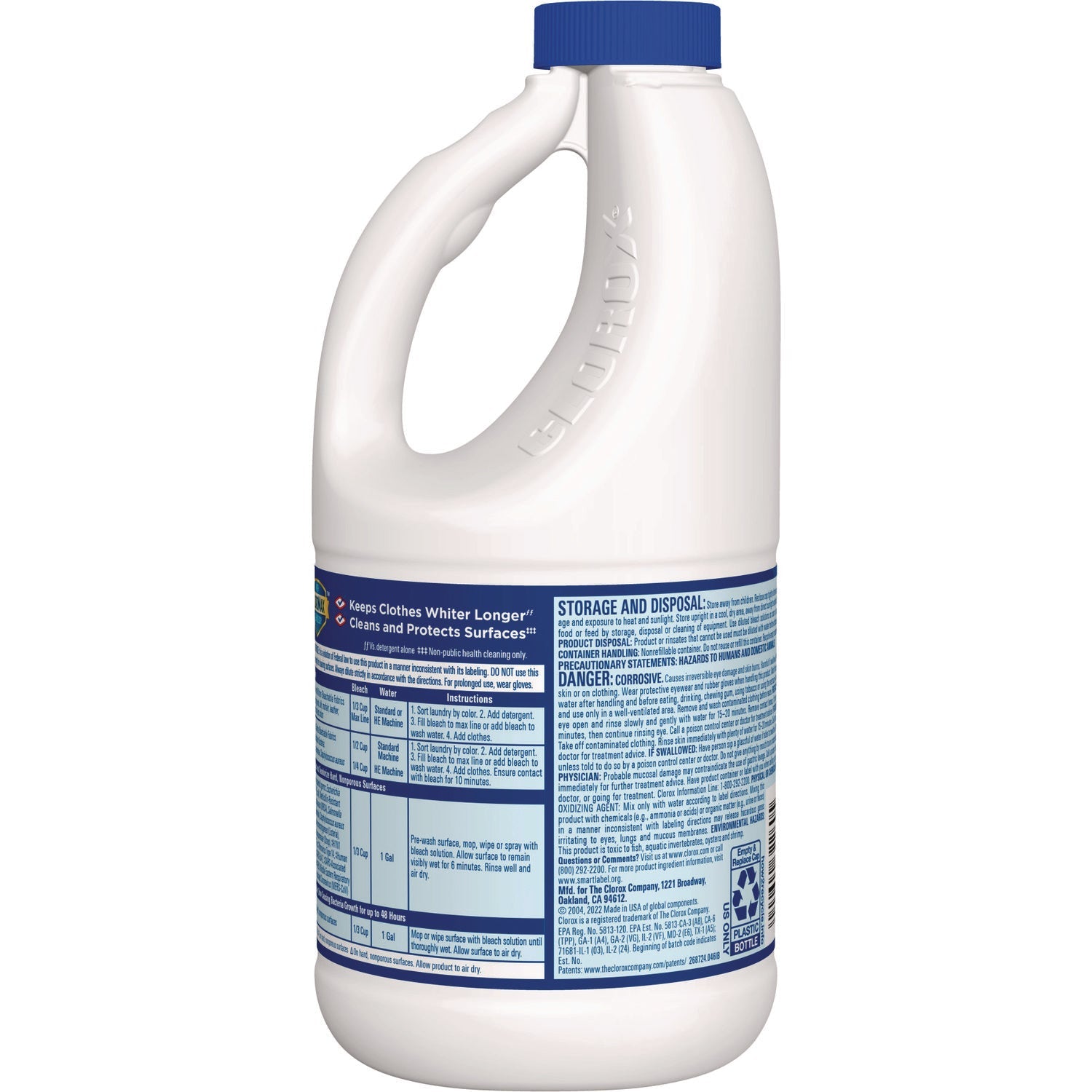 Clorox® Concentrated Regular Disinfecting Bleach, 43 oz Bottle, 6/Carton