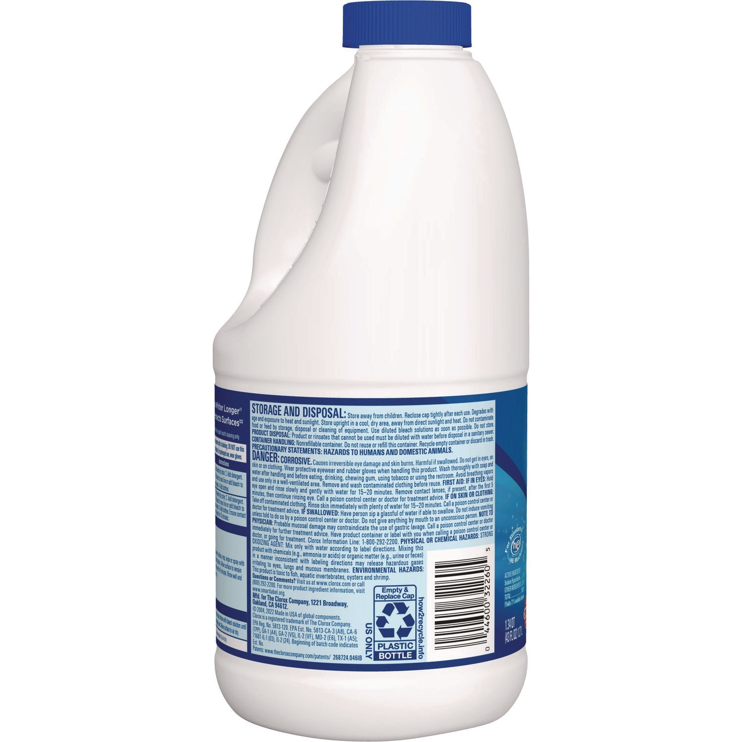 Clorox® Concentrated Regular Disinfecting Bleach, 43 oz Bottle, 6/Carton