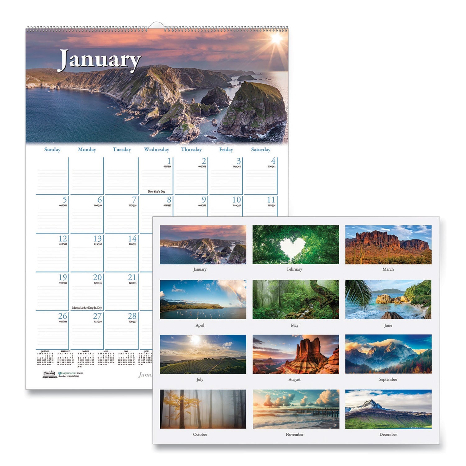 House of Doolittle™ Earthscapes Recycled Monthly Wall Calendar, Scenic Beauty Photography, 12 x 16.5, White Sheets, 12-Month (Jan-Dec): 2025 - Bloom Skins