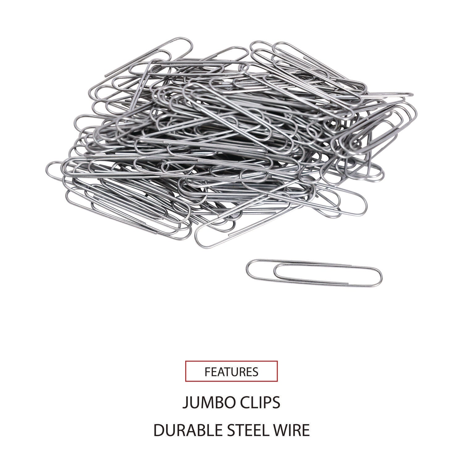 Universal® Paper Clips, Jumbo, Smooth, Silver, 100 Clips/Box, 10 Boxes/Pack
