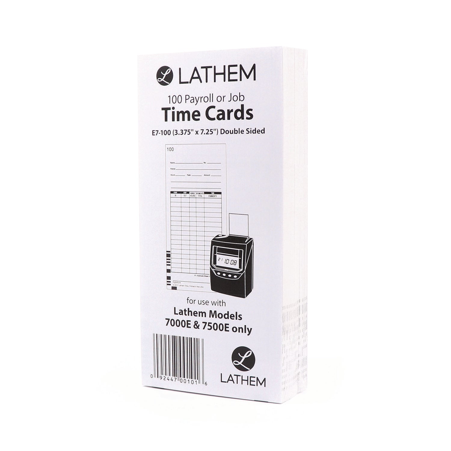 Time Clock Cards | For Lathem 7000e, 100-Pack