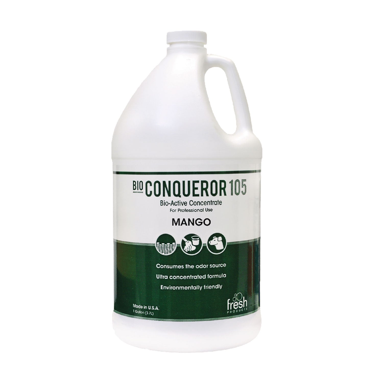 Fresh Products Bio Conqueror 105 Enzymatic Odor Counteractant Concentrate, Mango, 1 Gal Bottle, 4/carton
