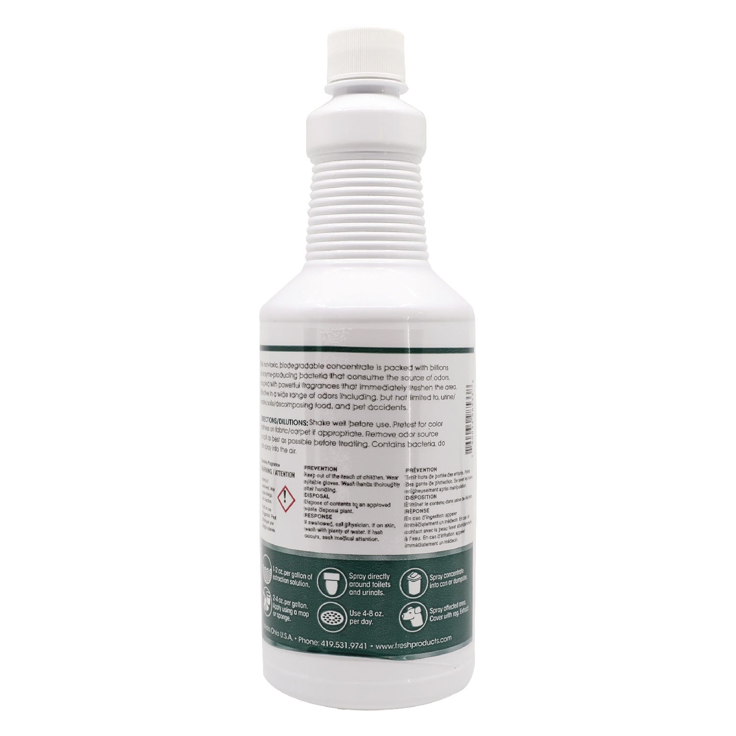 Fresh Products Bio Conqueror 105 Enzymatic Odor Counteractant Concentrate, Cucumber-Melon, 1 qt Bottle, 12/Carton