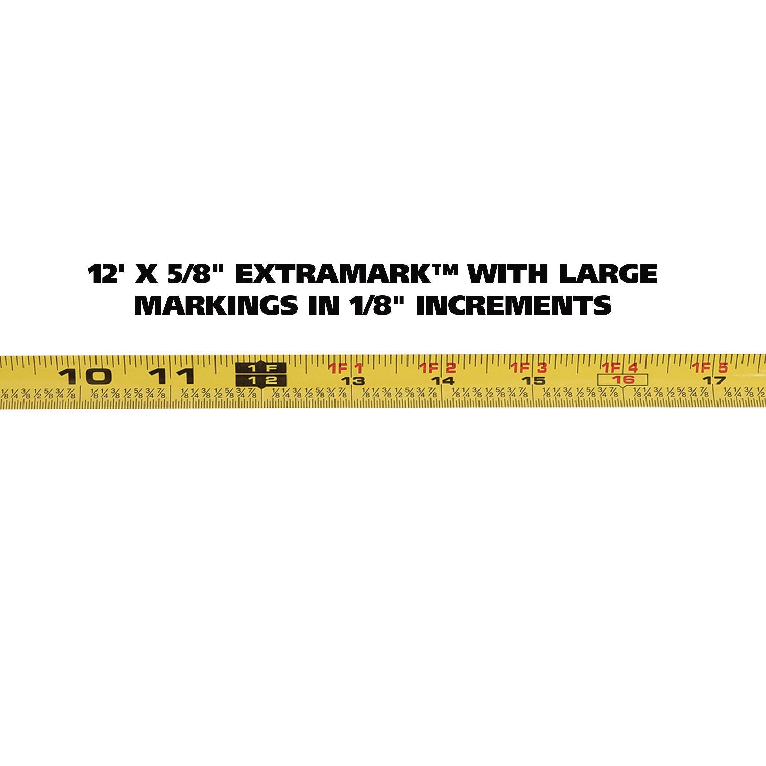 Great Neck® ExtraMark Power Tape, 0.63" x 12 ft, Steel, Yellow/Black